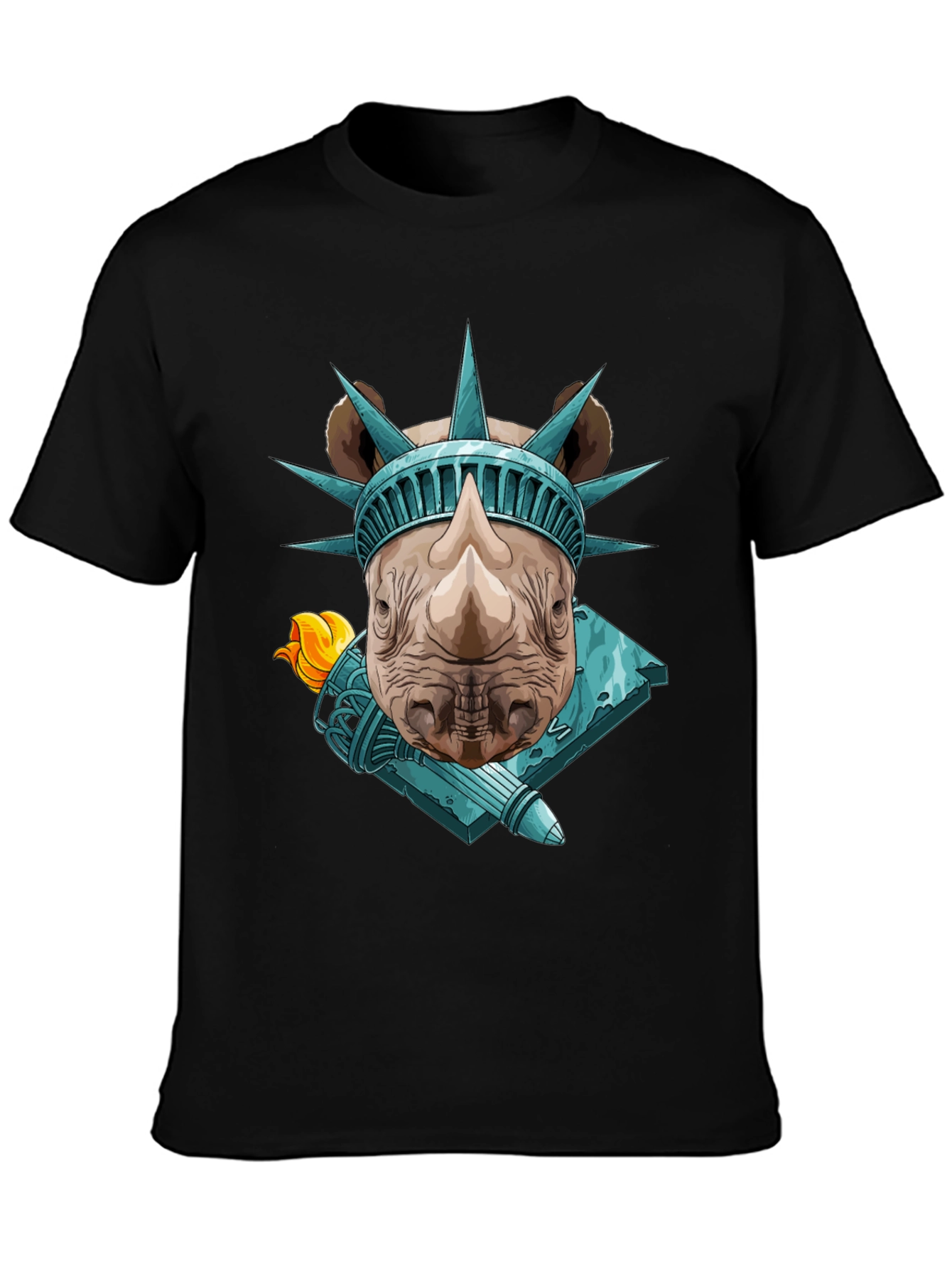 Rhino Statue of Liberty Graphic Tee