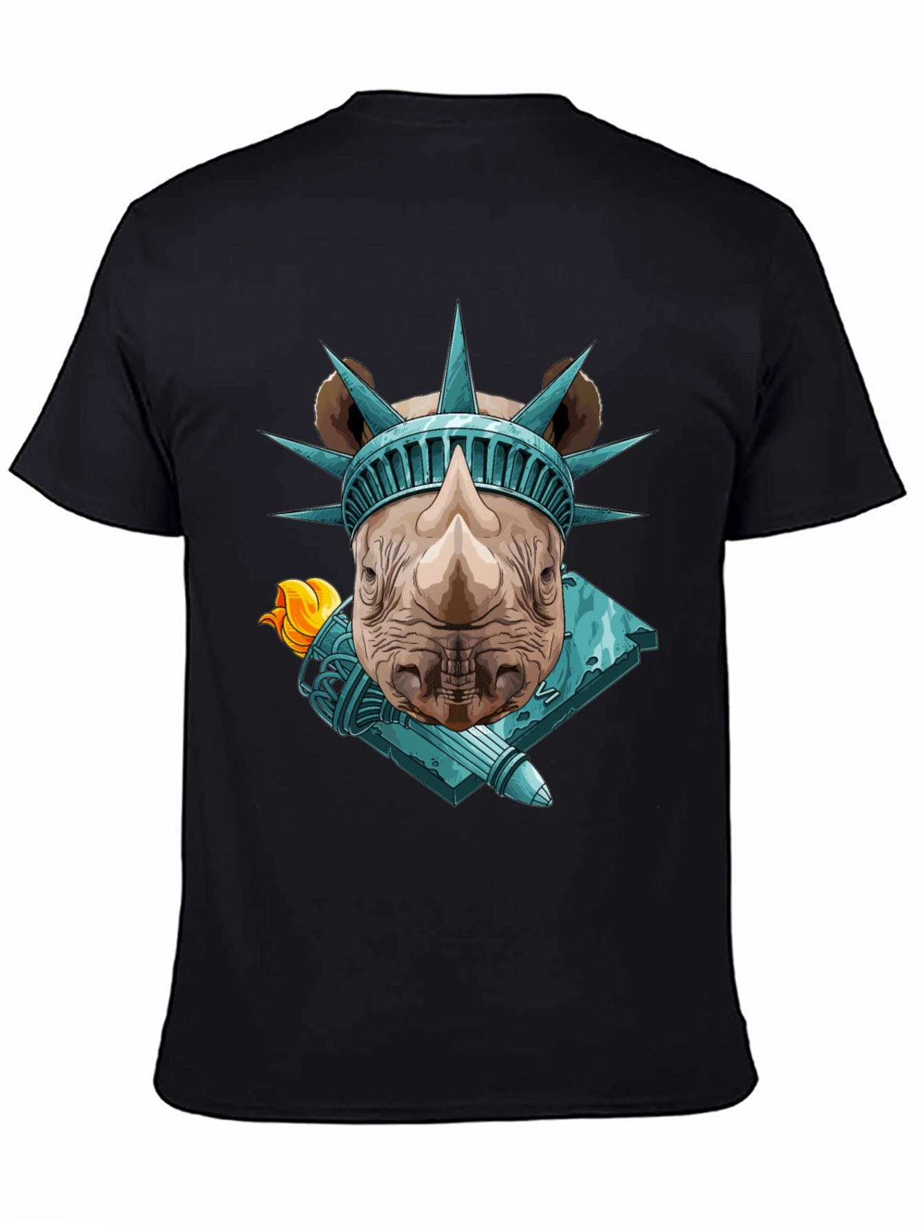 Rhino Statue of Liberty Graphic Tee