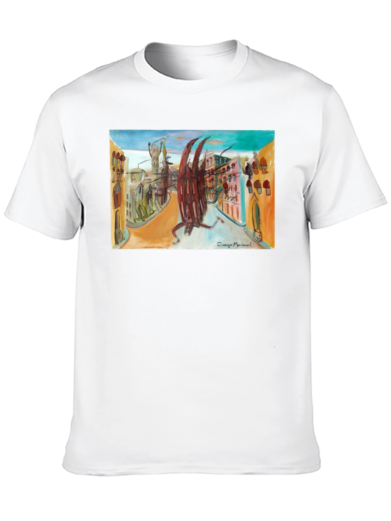 Abstract Cityscape Graphic Black T-Shirt
