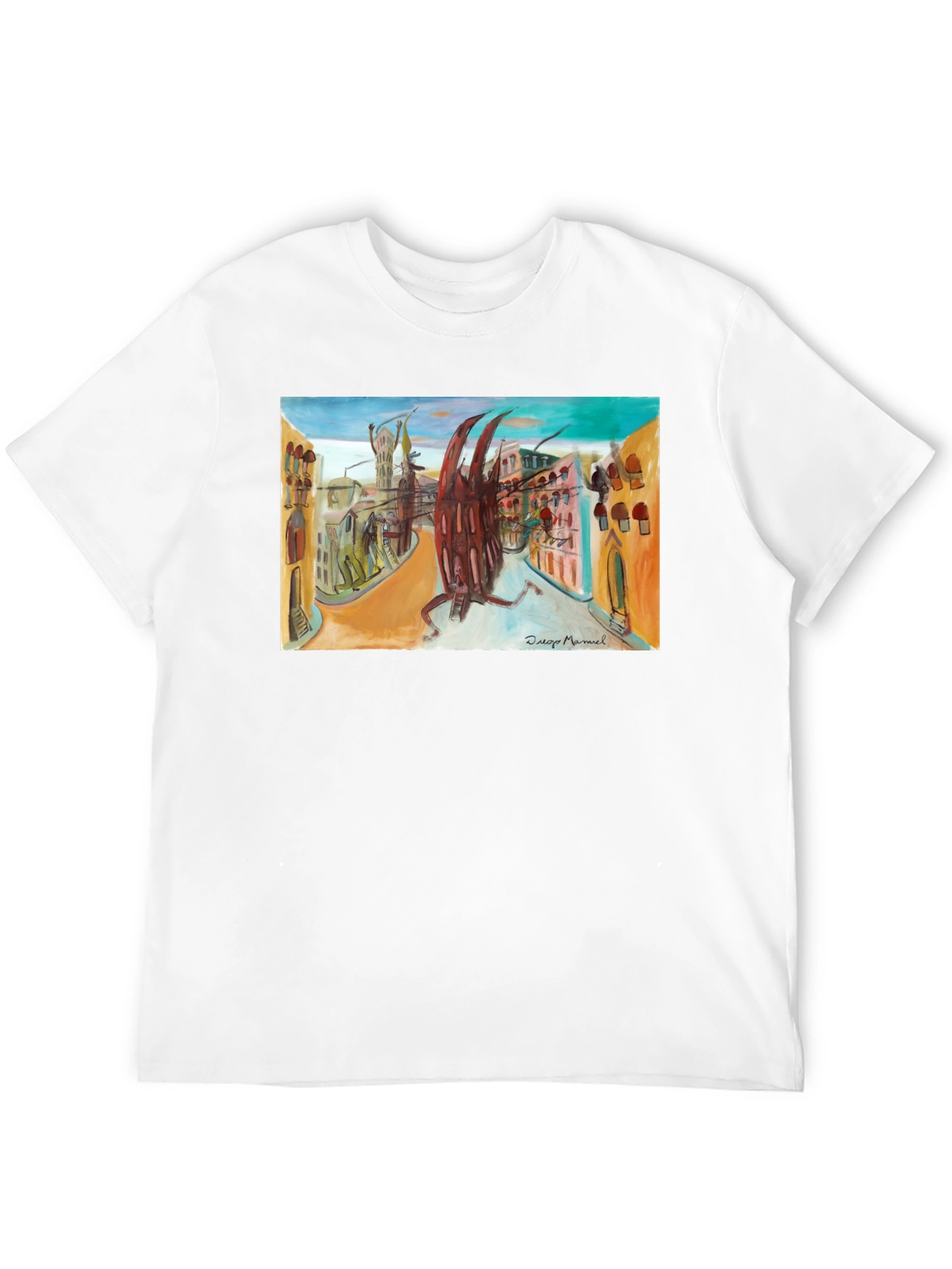 Abstract Cityscape Graphic Black T-Shirt