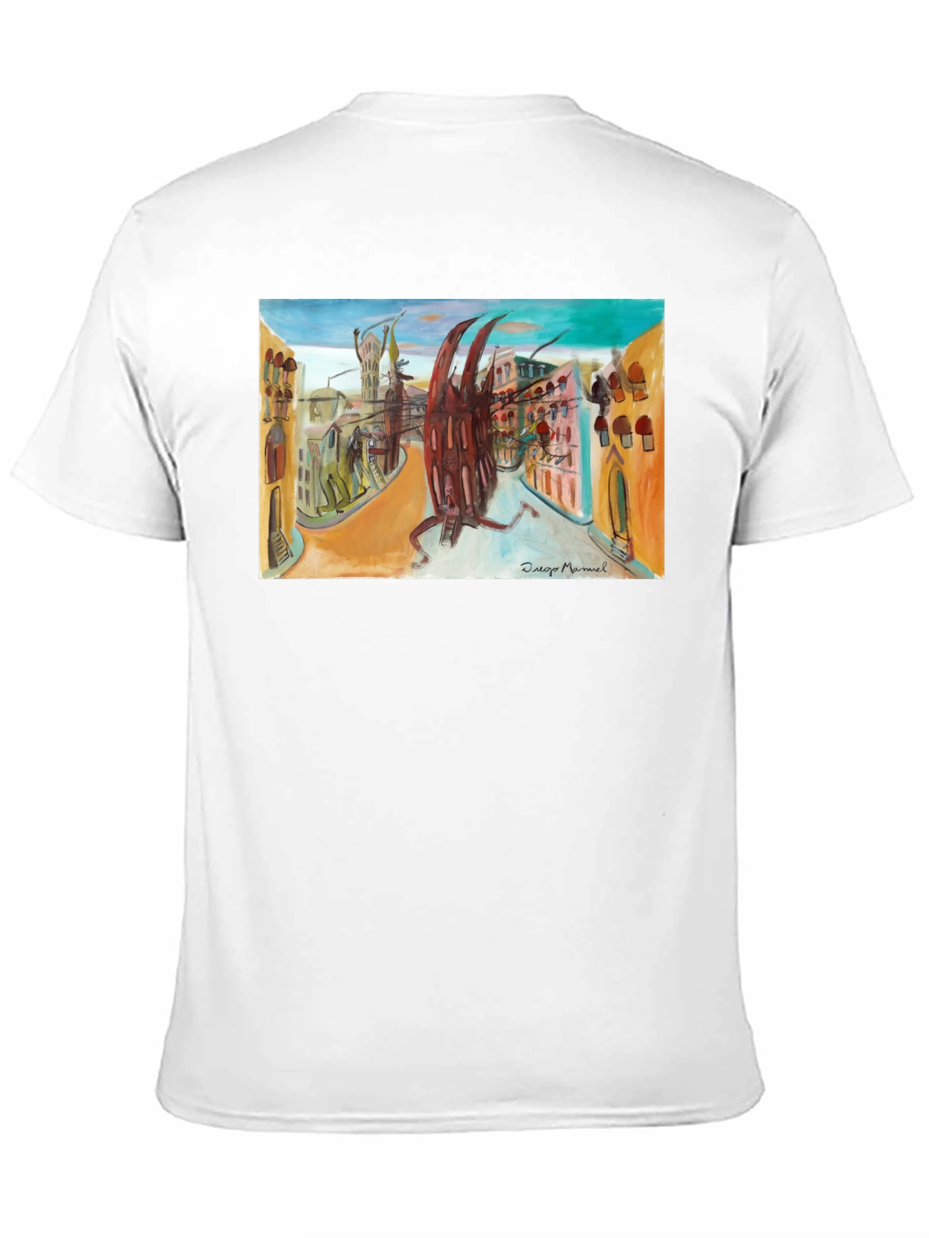 Abstract Cityscape Graphic Black T-Shirt