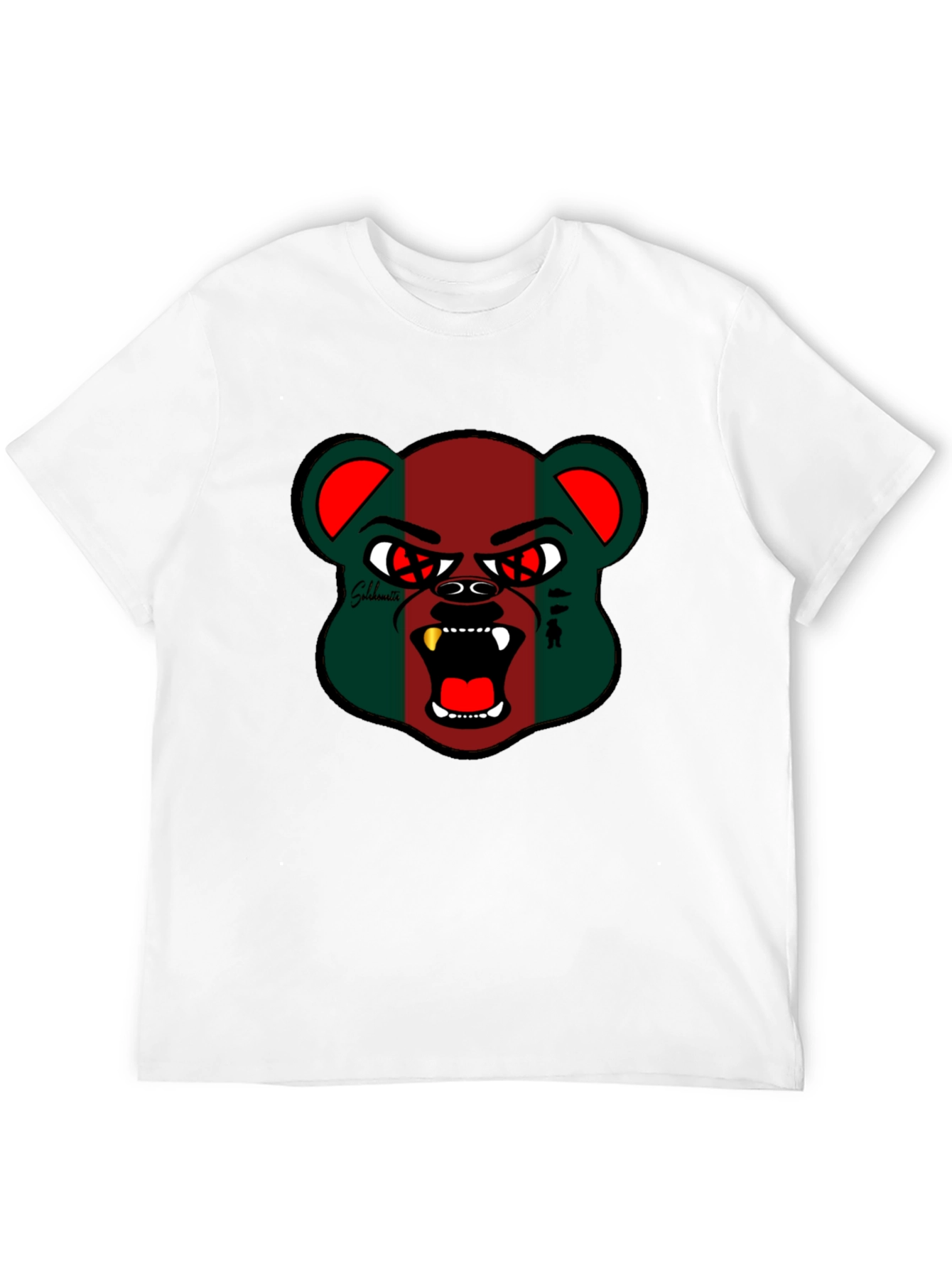 Mens Black Graphic Tee - Bear Design