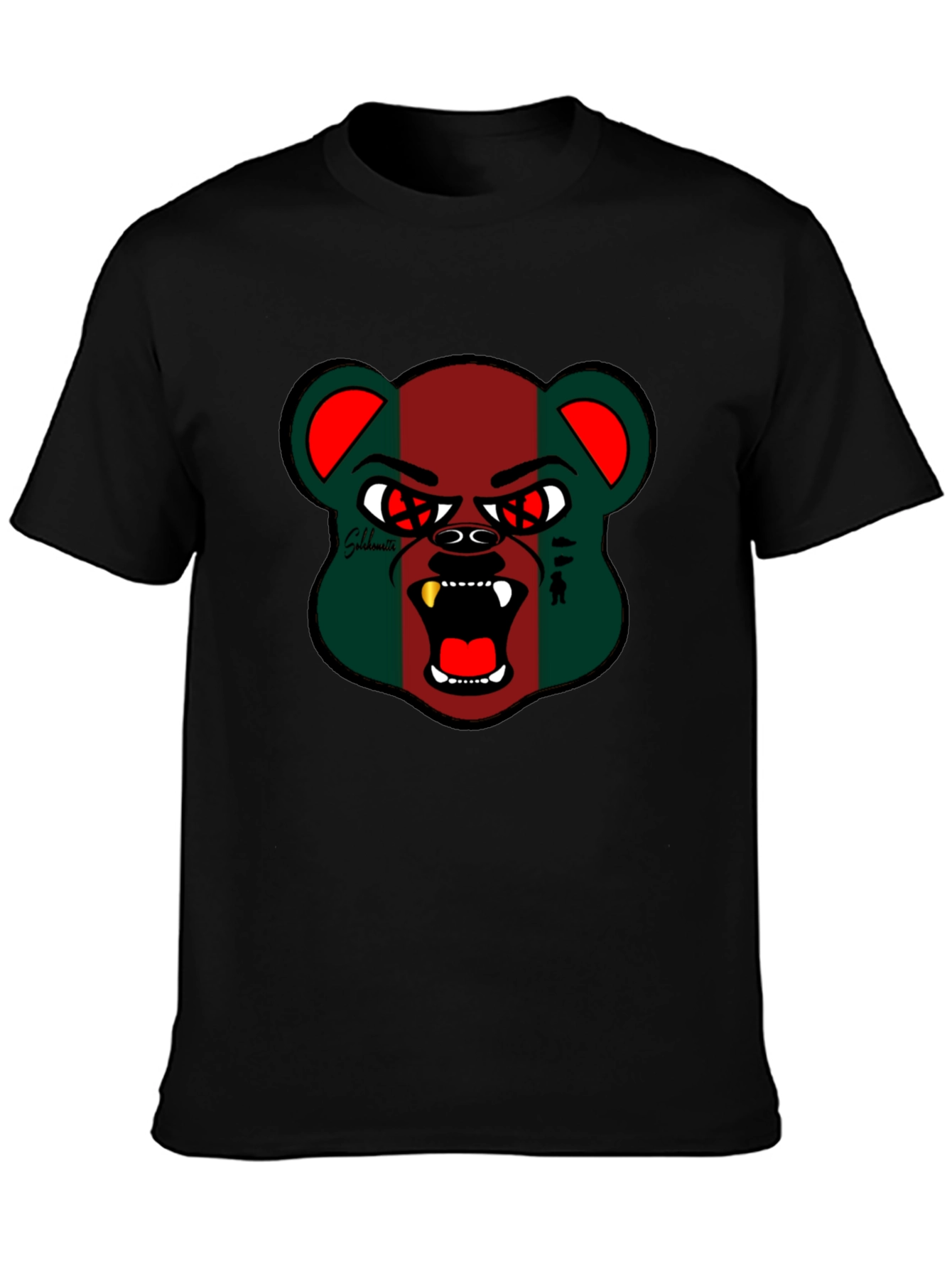 Mens Black Graphic Tee - Bear Design