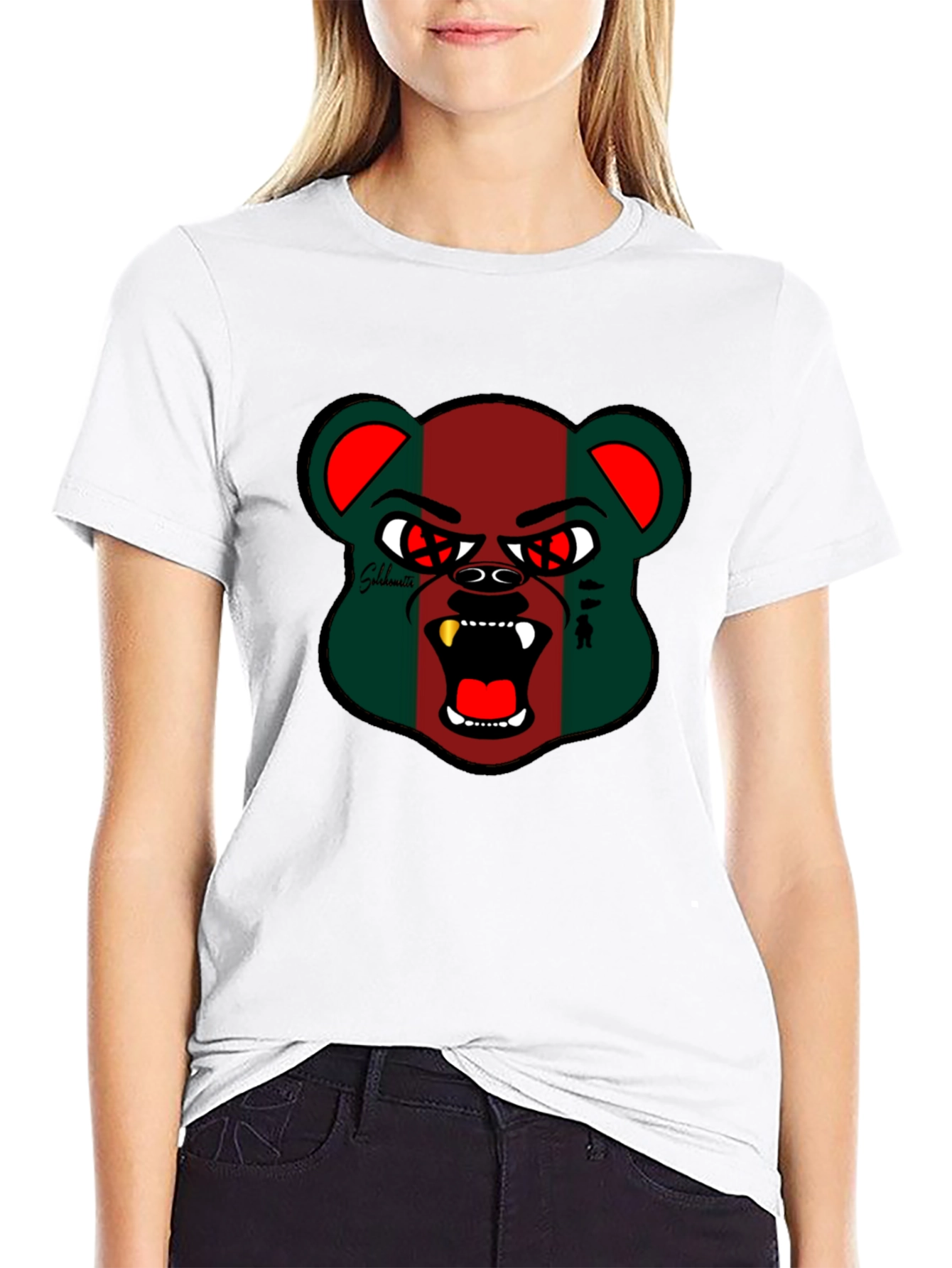 Mens Black Graphic Tee - Bear Design