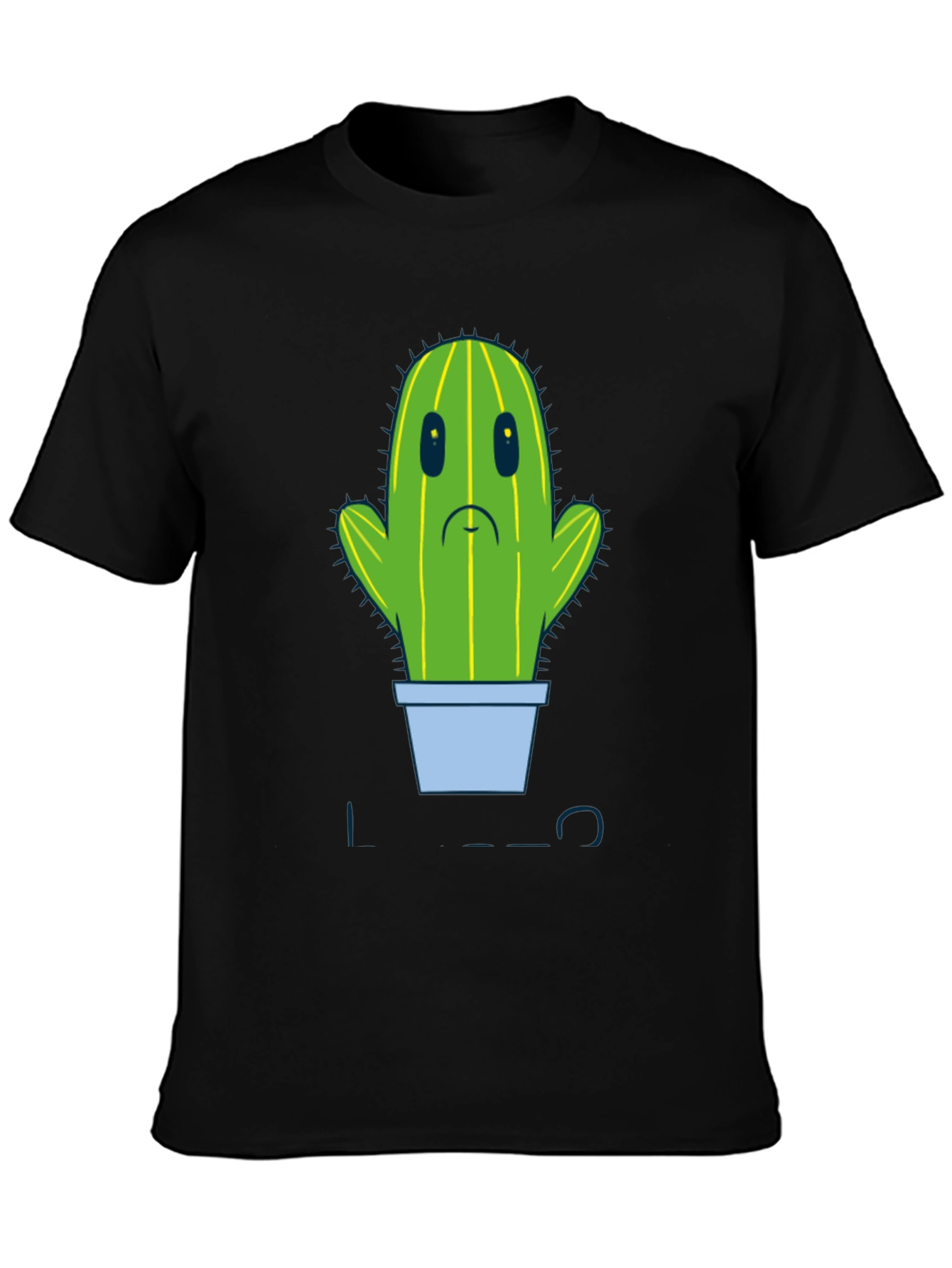 Sad Cactus Graphic Tee - Mens Black T-Shirt