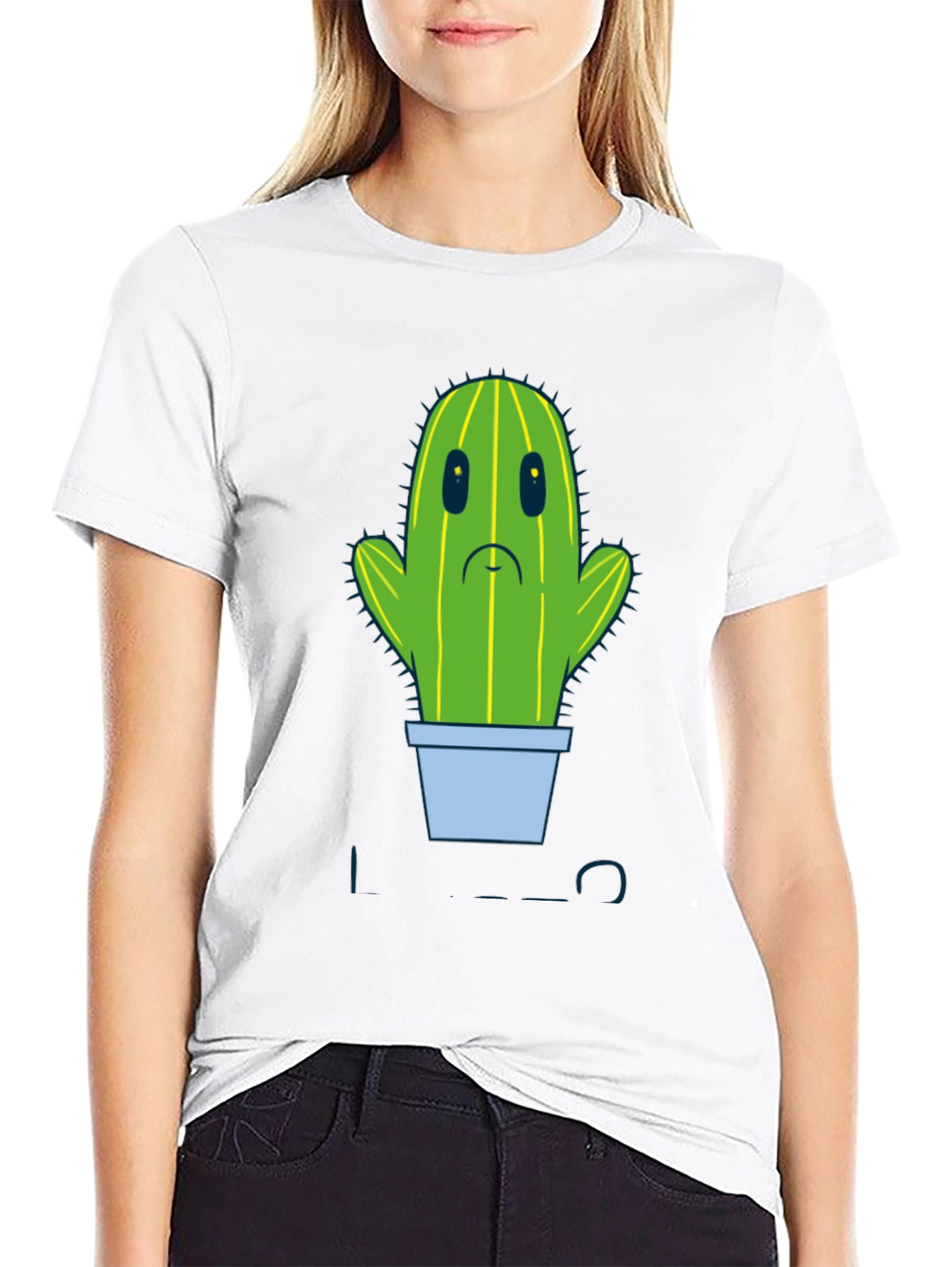 Sad Cactus Graphic Tee - Mens Black T-Shirt