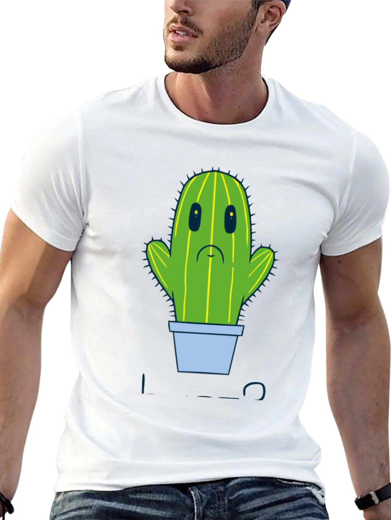 Sad Cactus Graphic Tee - Mens Black T-Shirt