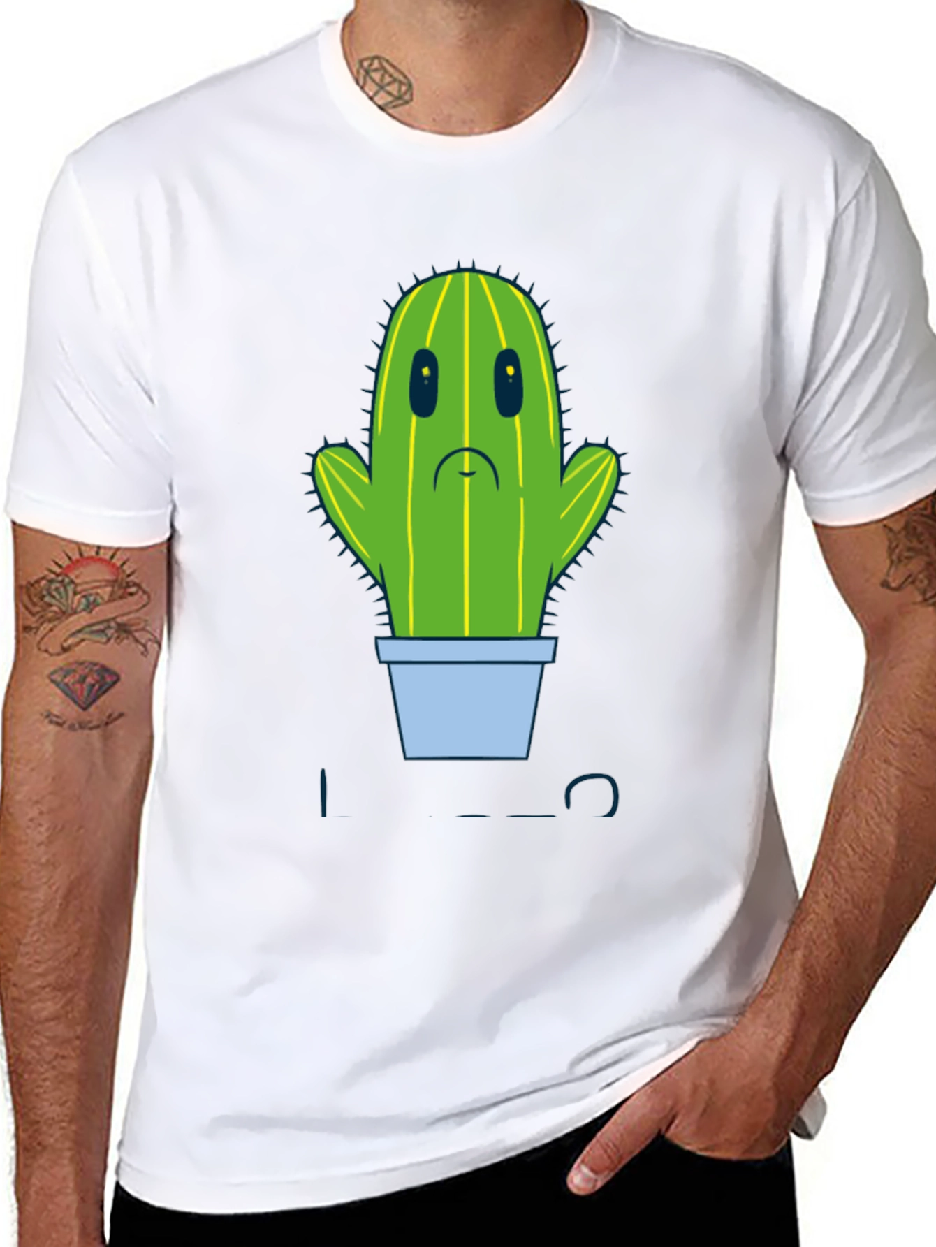 Sad Cactus Graphic Tee - Mens Black T-Shirt