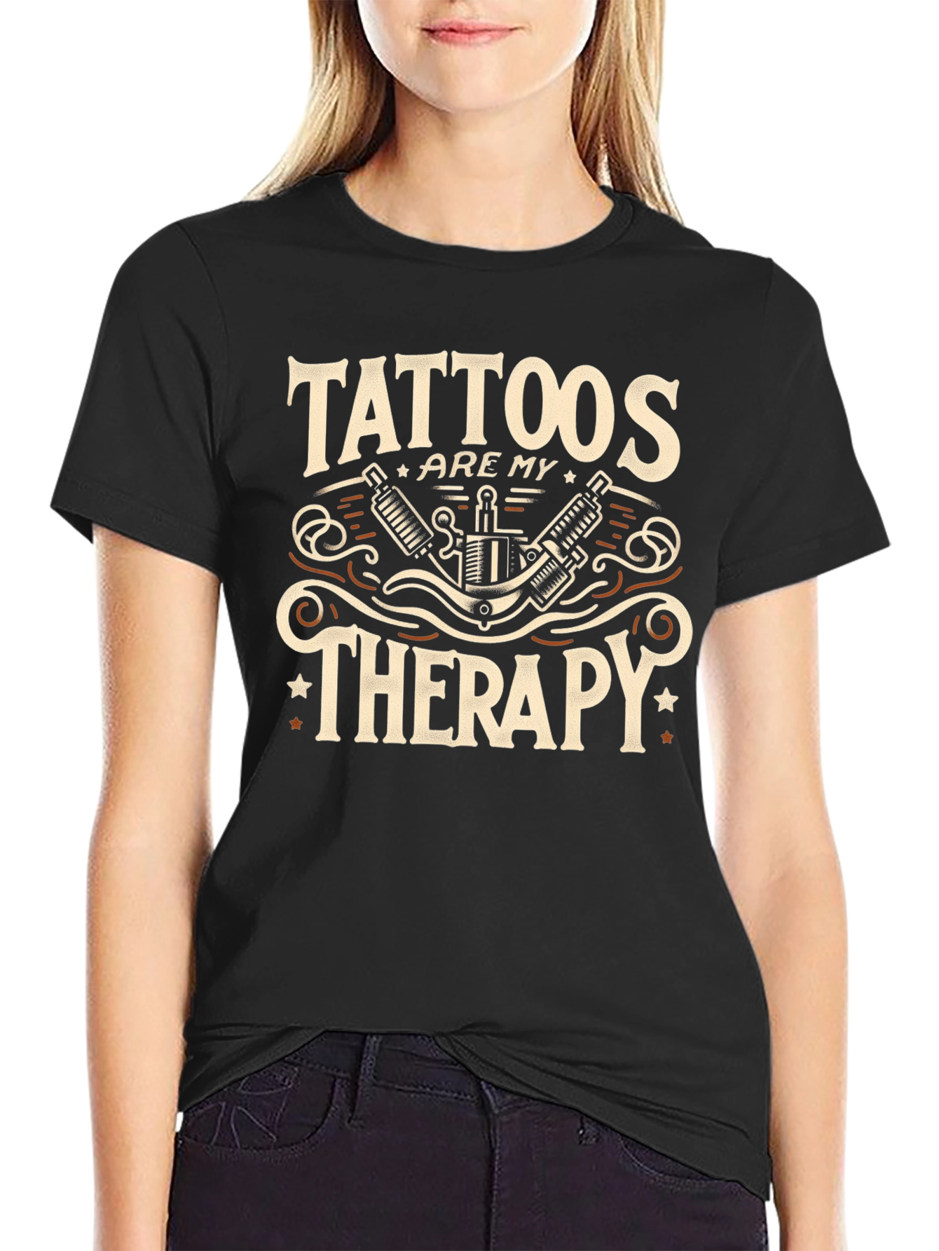 Tattoos Are My Therapy Graphic Tee - Black