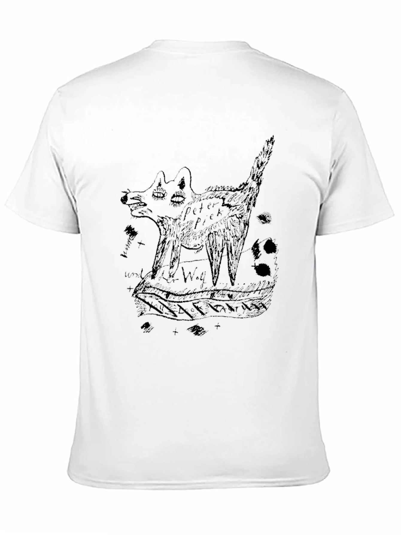 Abstract Graphic Wolf Print Black T-Shirt