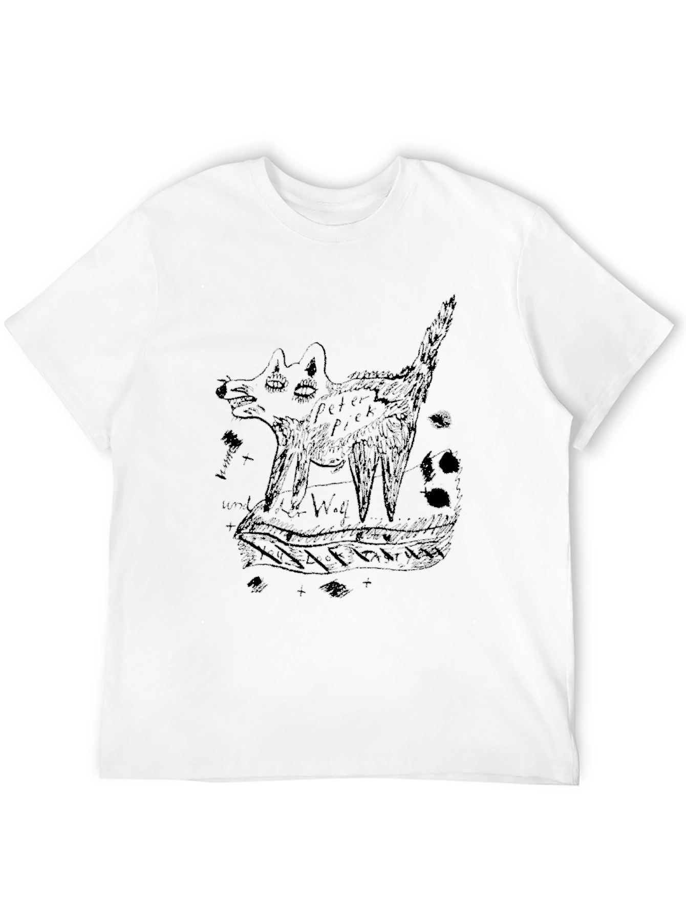 Abstract Graphic Wolf Print Black T-Shirt
