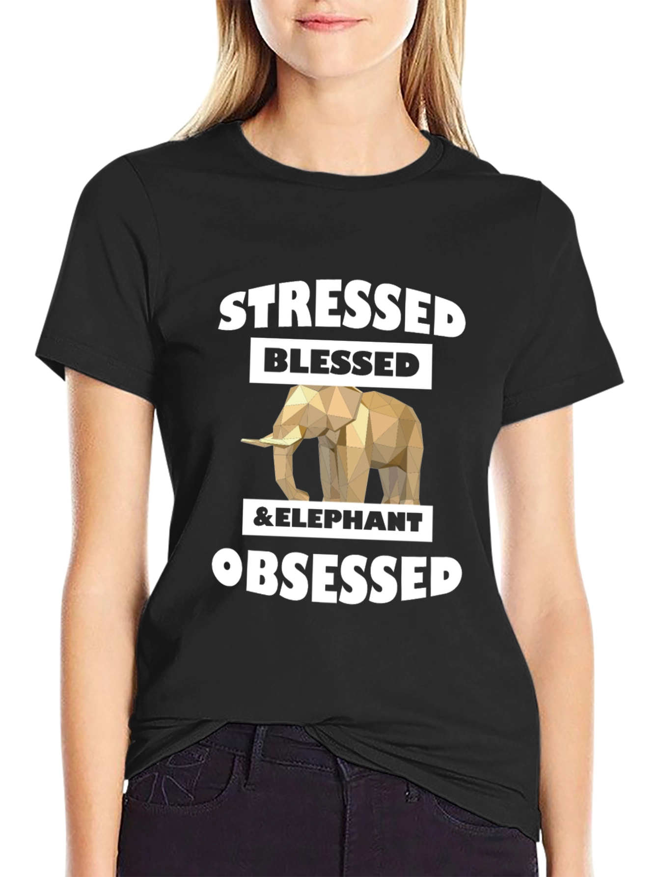 Stressed Blessed & Elephant Obsessed Graphic Tee
