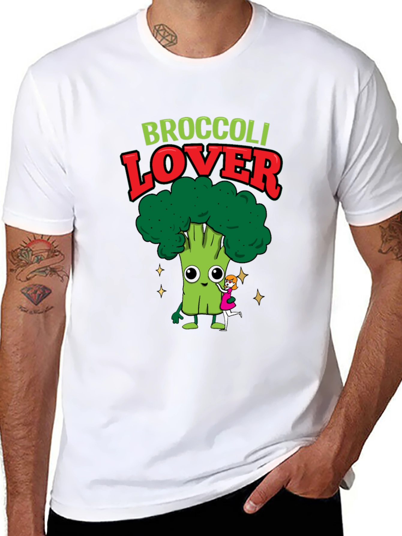 Broccoli Lover Graphic T-Shirt - Cute Cartoon Veggie Tee