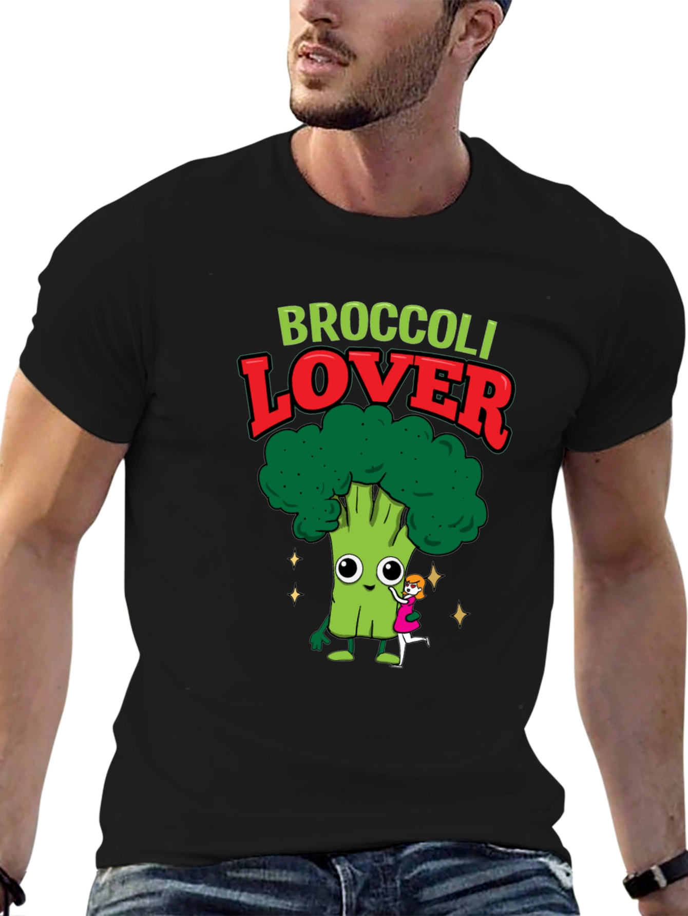 Broccoli Lover Graphic T-Shirt - Cute Cartoon Veggie Tee