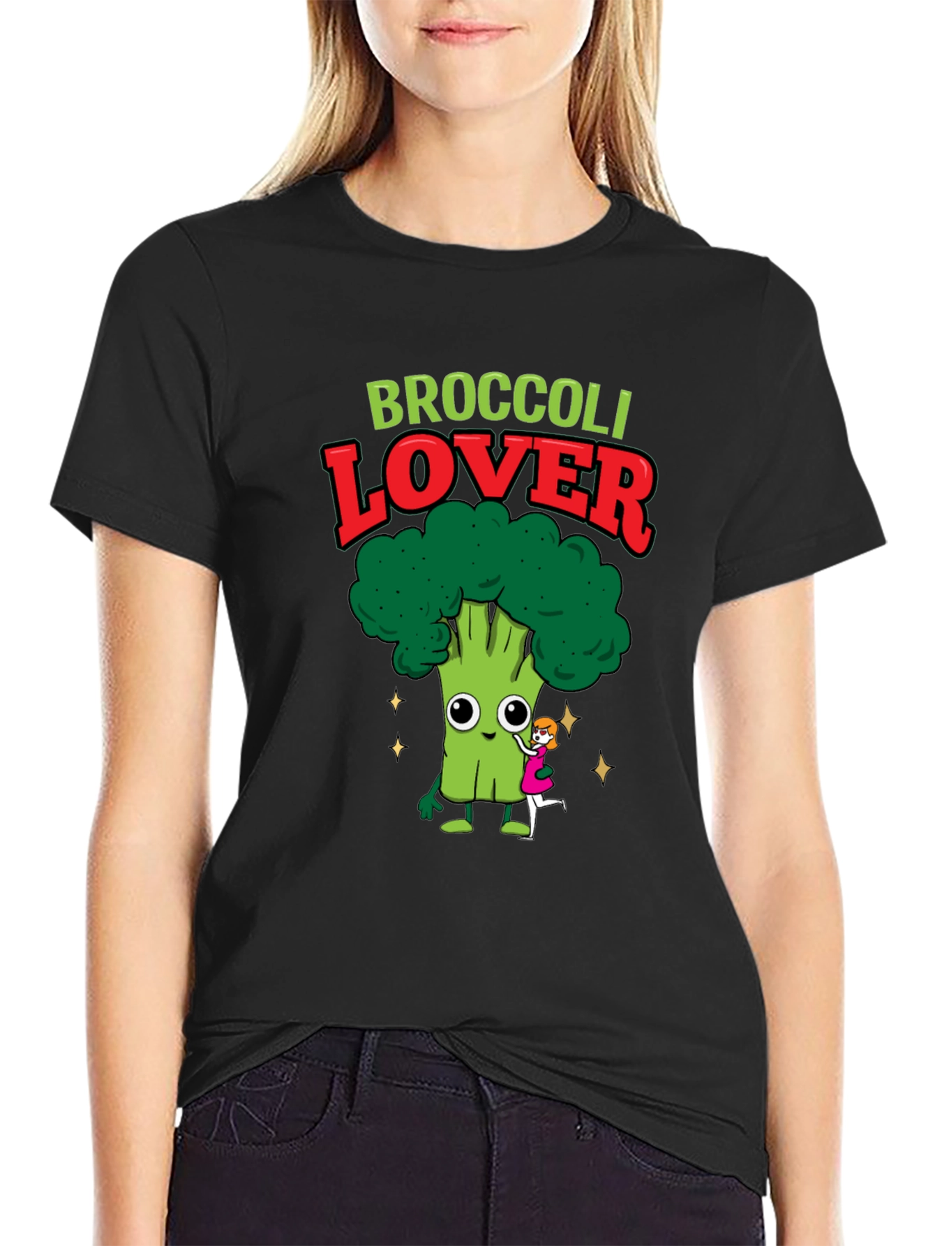 Broccoli Lover Graphic T-Shirt - Cute Cartoon Veggie Tee