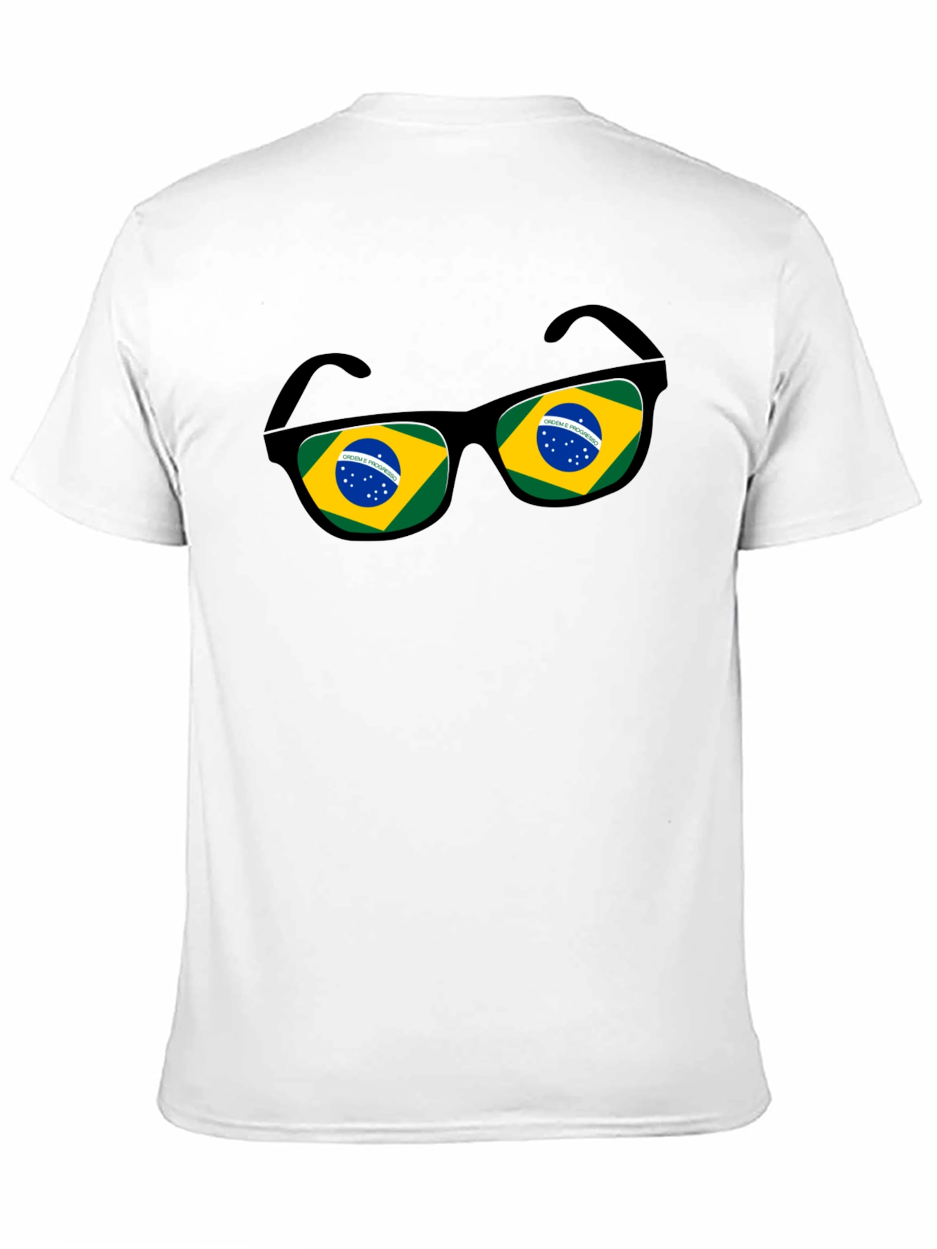 Brazil Flag Sunglasses Graphic Tee - Black Cotton T-Shirt