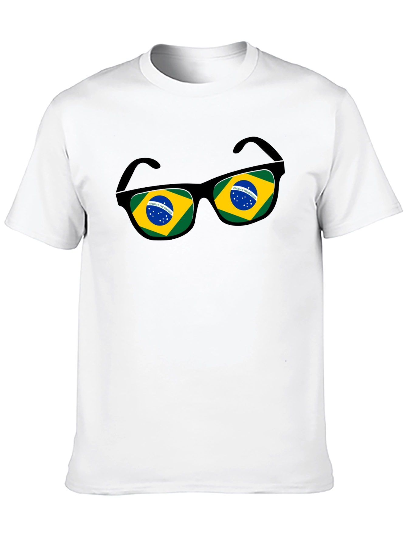 Brazil Flag Sunglasses Graphic Tee - Black Cotton T-Shirt