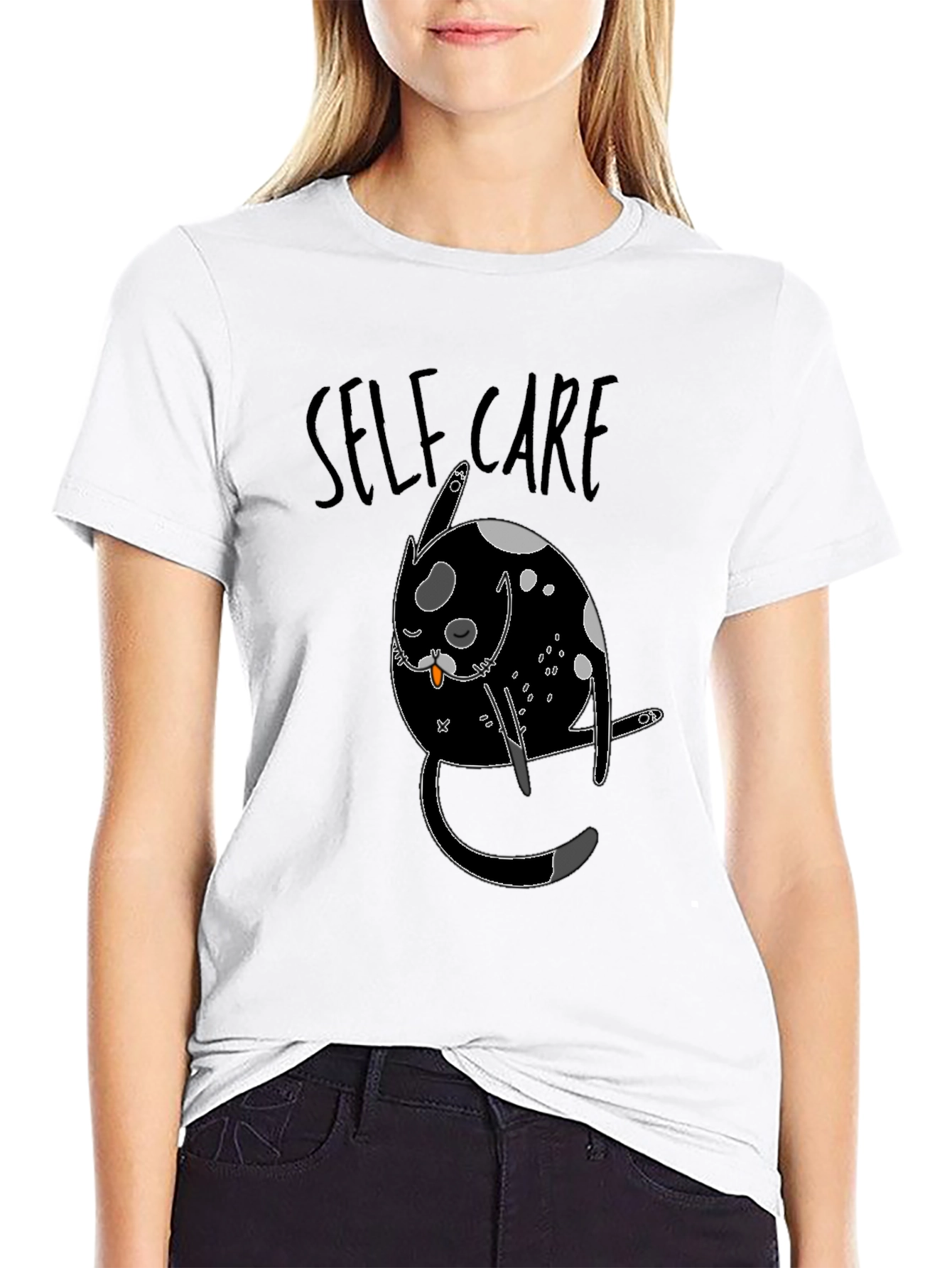 Self-Care Cat Graphic T-Shirt
