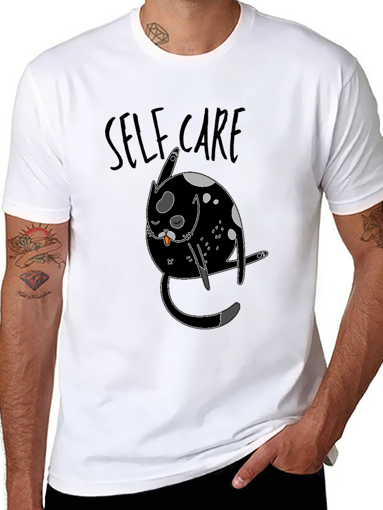 Self-Care Cat Graphic T-Shirt