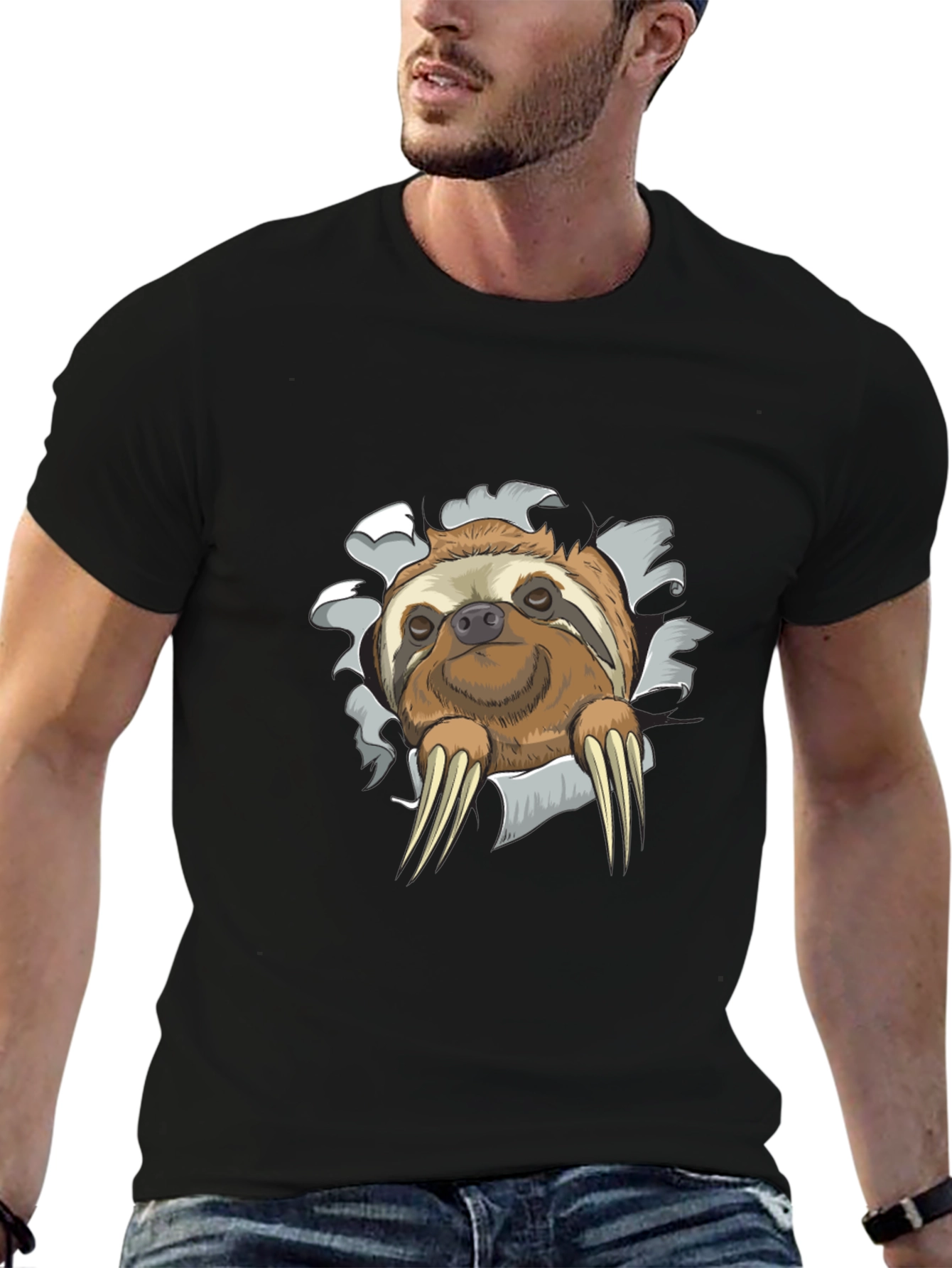 Sloth Graphic Tee - Mens Novelty Crewneck