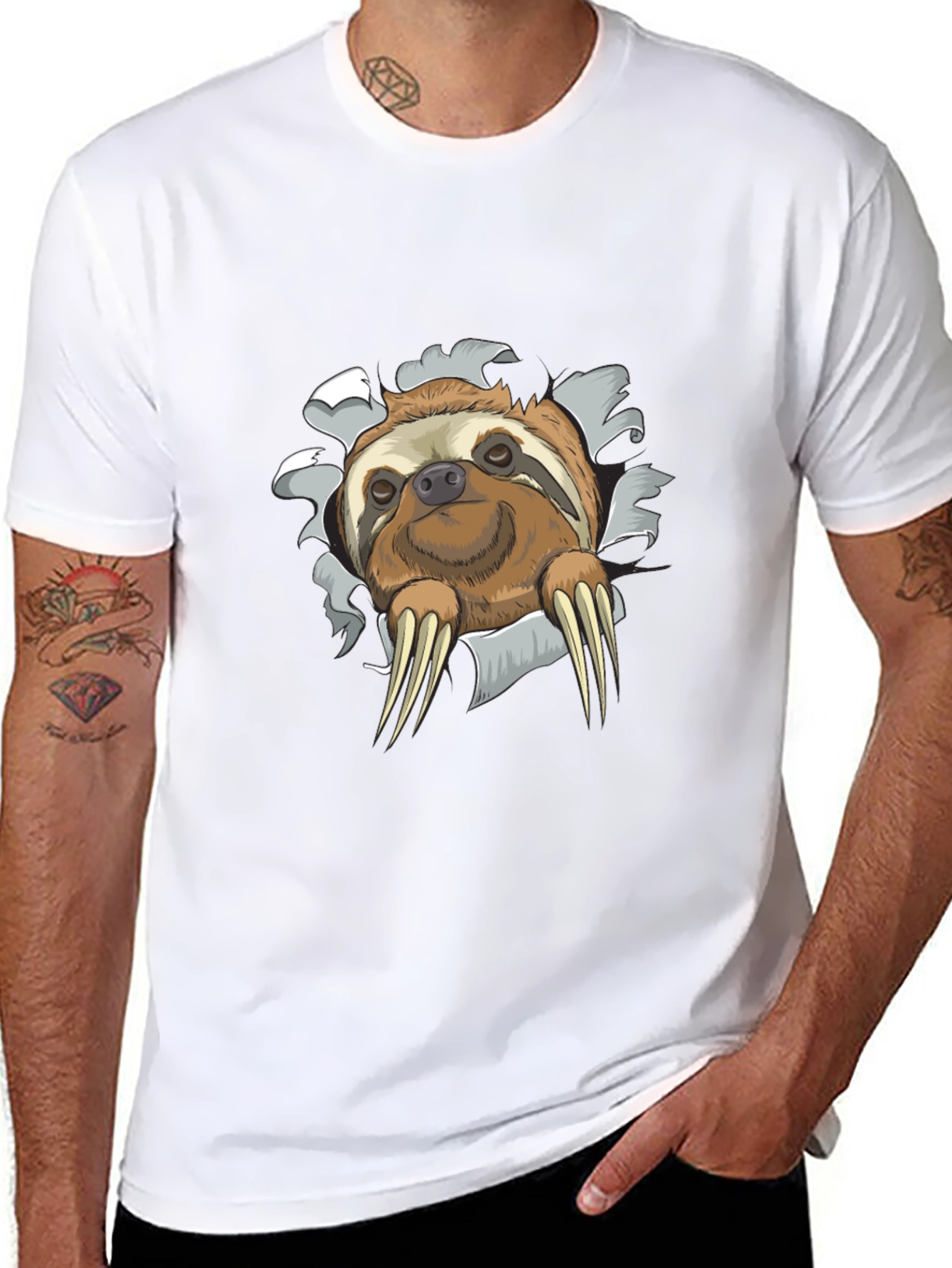 Sloth Graphic Tee - Mens Novelty Crewneck