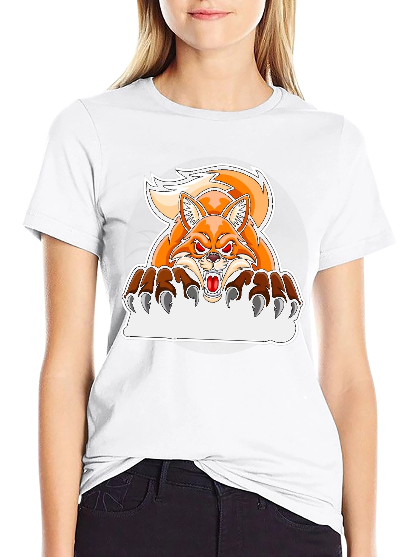 Angry Fox Graphic T-Shirt - Black