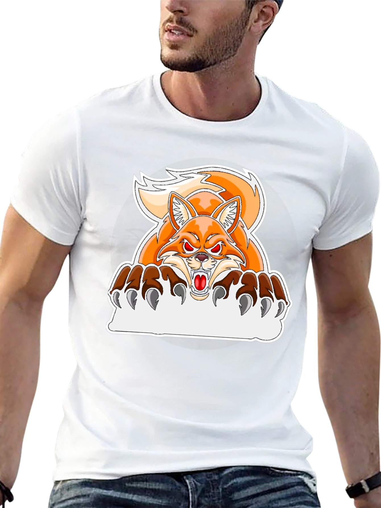 Angry Fox Graphic T-Shirt - Black