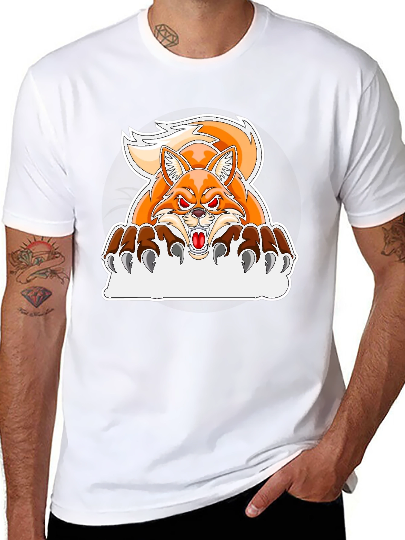 Angry Fox Graphic T-Shirt - Black