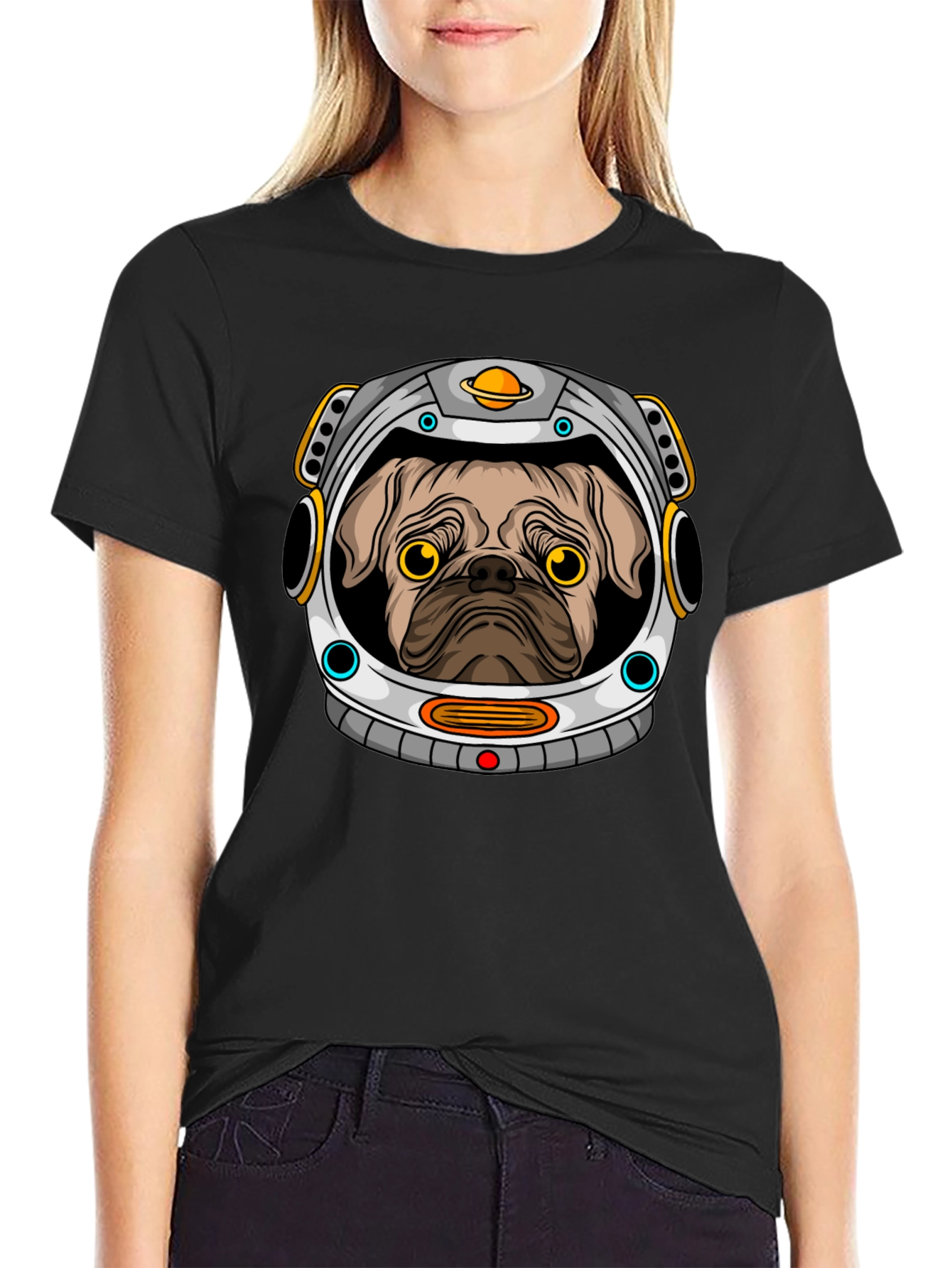 Pug Astronaut Graphic T-Shirt - Space Dog Tee