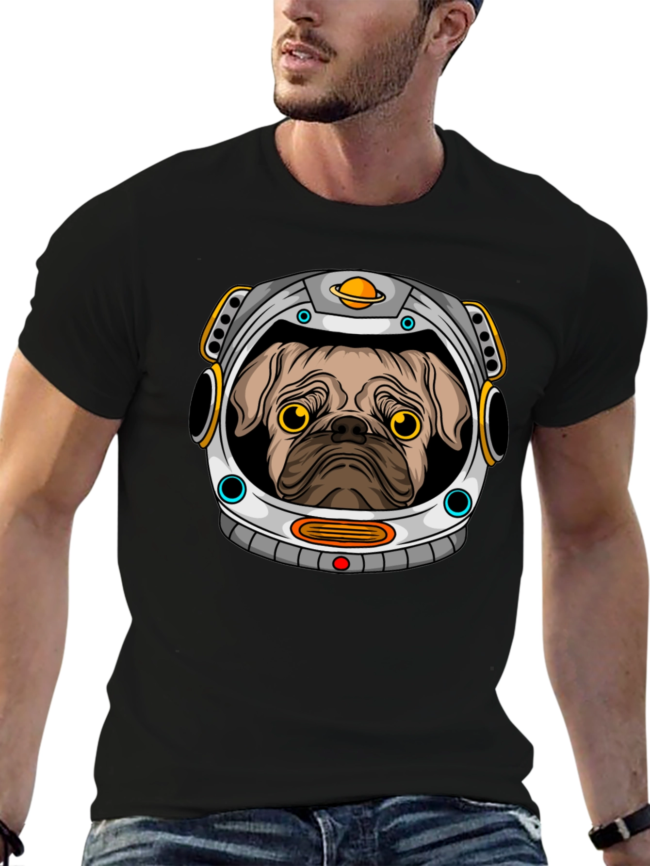 Pug Astronaut Graphic T-Shirt - Space Dog Tee