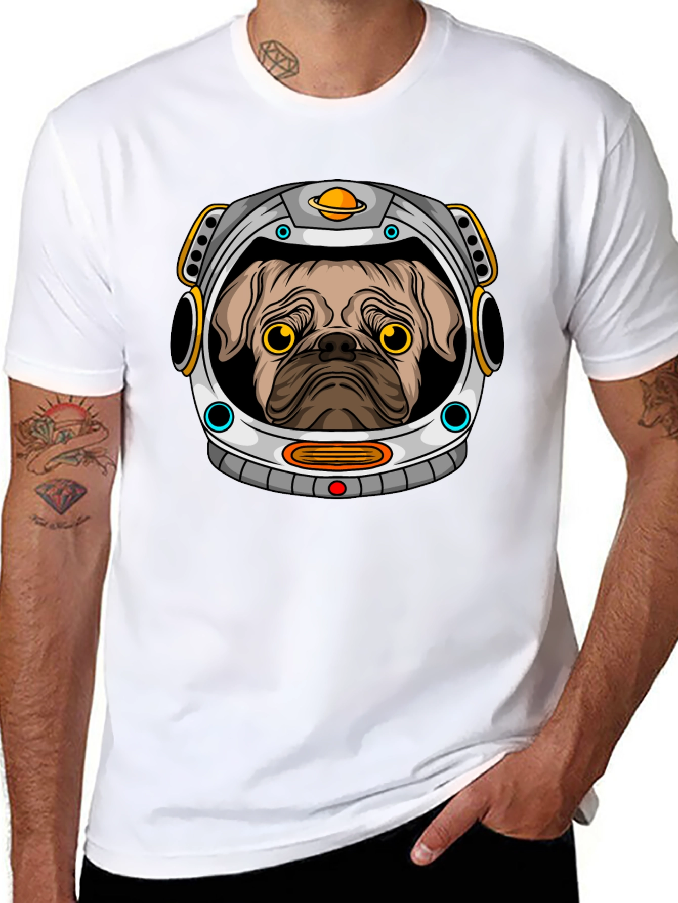 Pug Astronaut Graphic T-Shirt - Space Dog Tee