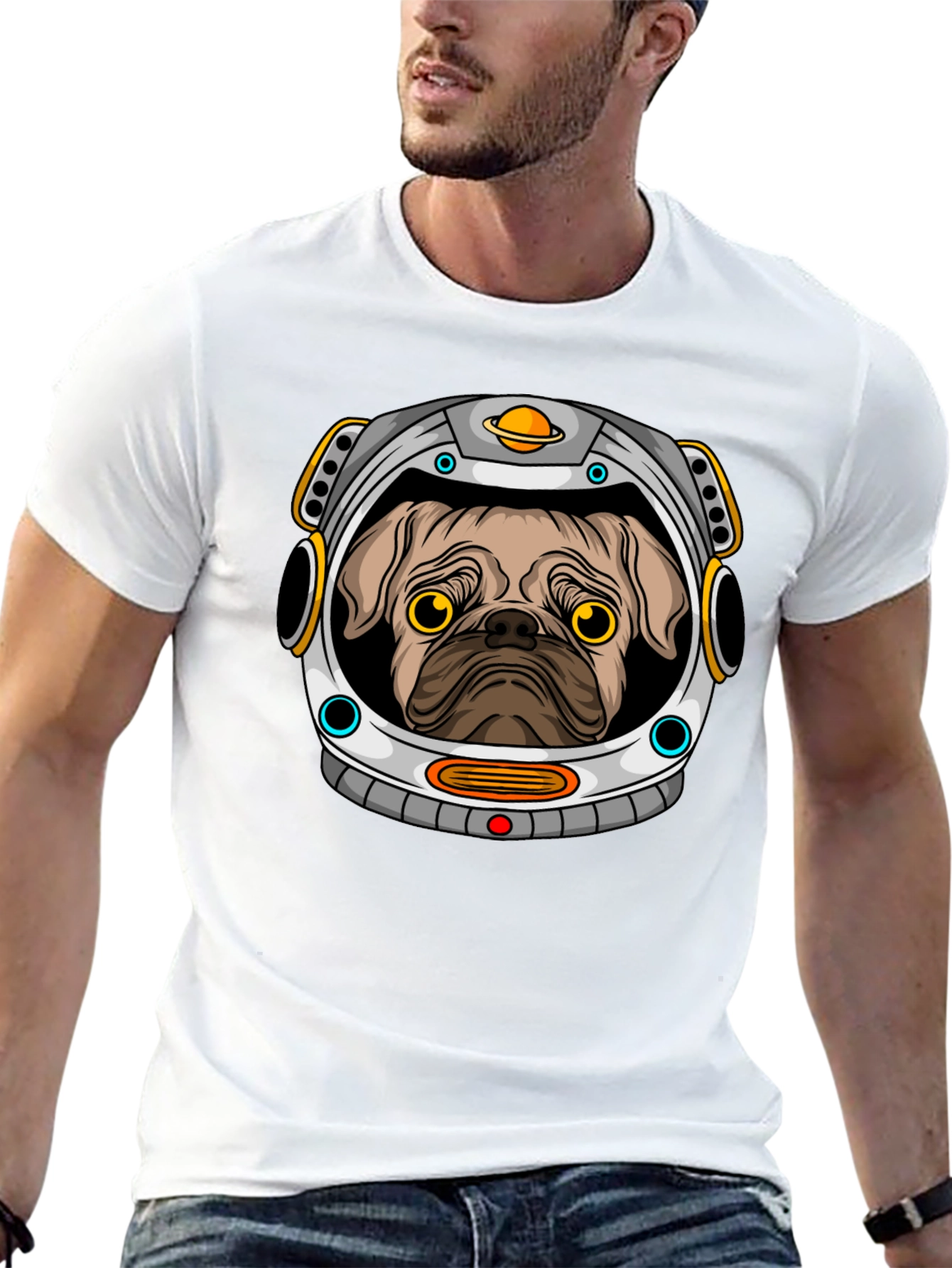 Pug Astronaut Graphic T-Shirt - Space Dog Tee