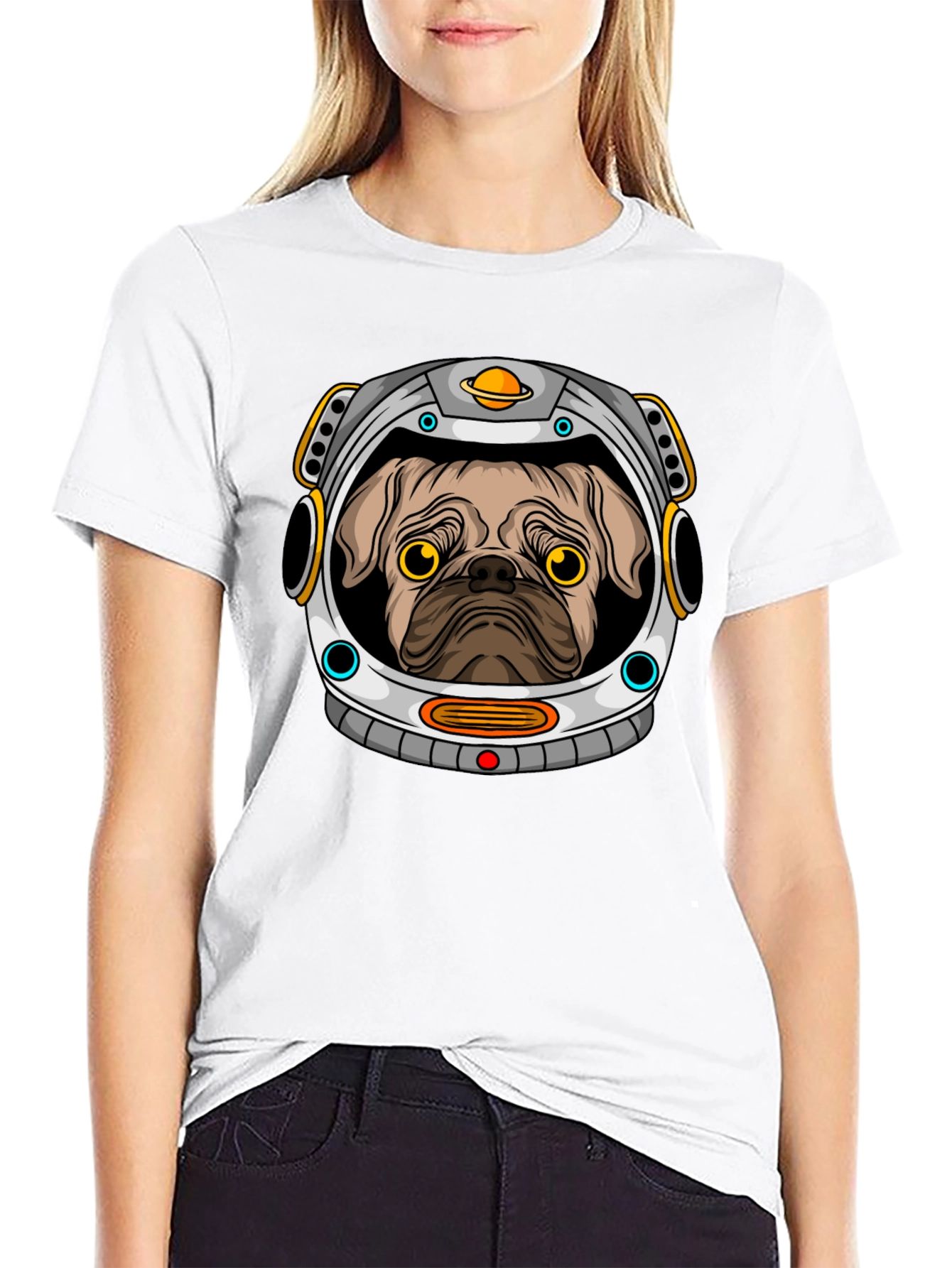 Pug Astronaut Graphic T-Shirt - Space Dog Tee