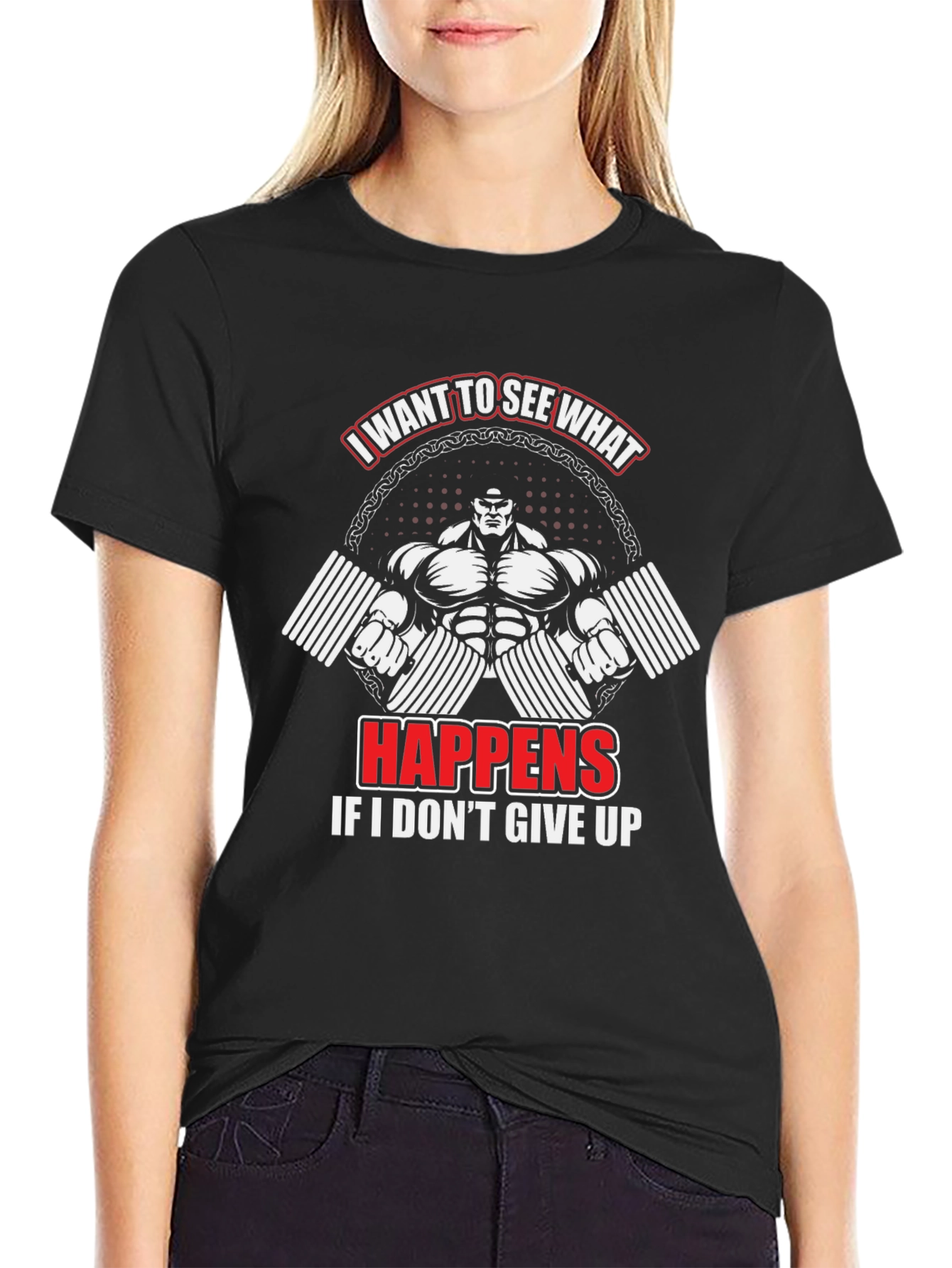 Workout Motivation T-Shirt - Never Give Up Design