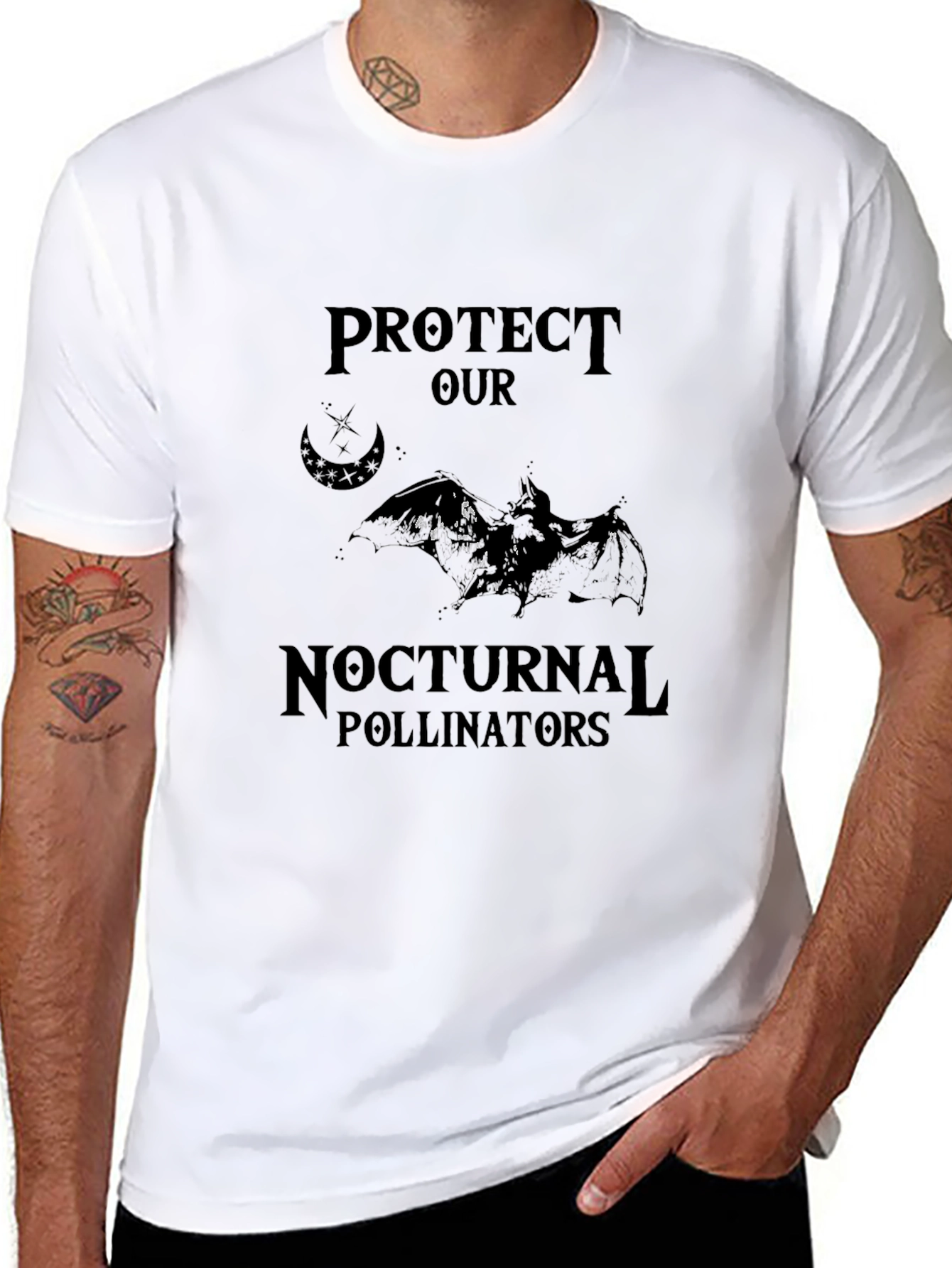 Protect Nocturnal Pollinators Black T-Shirt