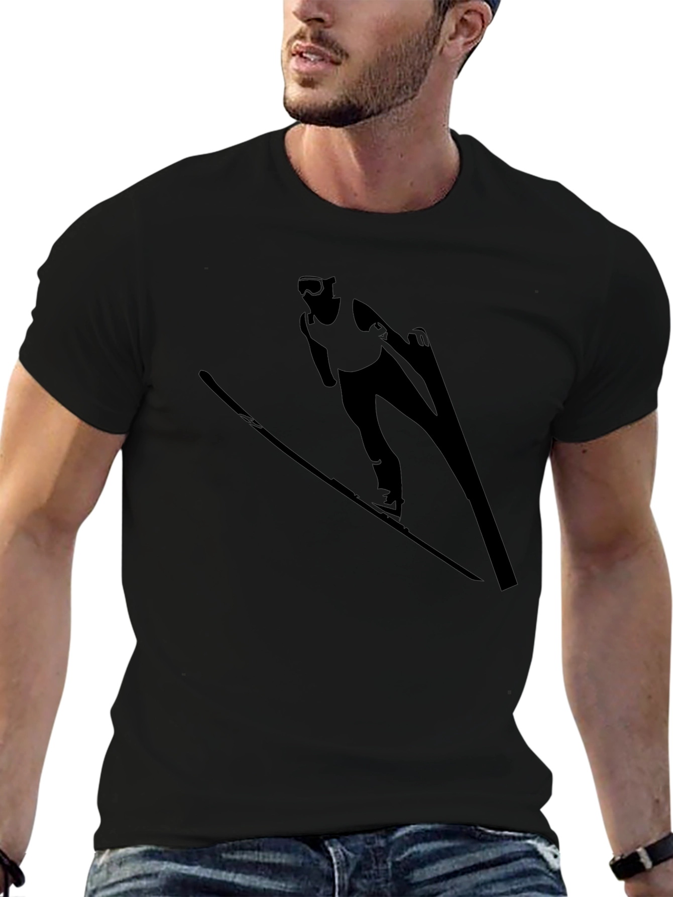 Ski Jumper Graphic Black T-Shirt