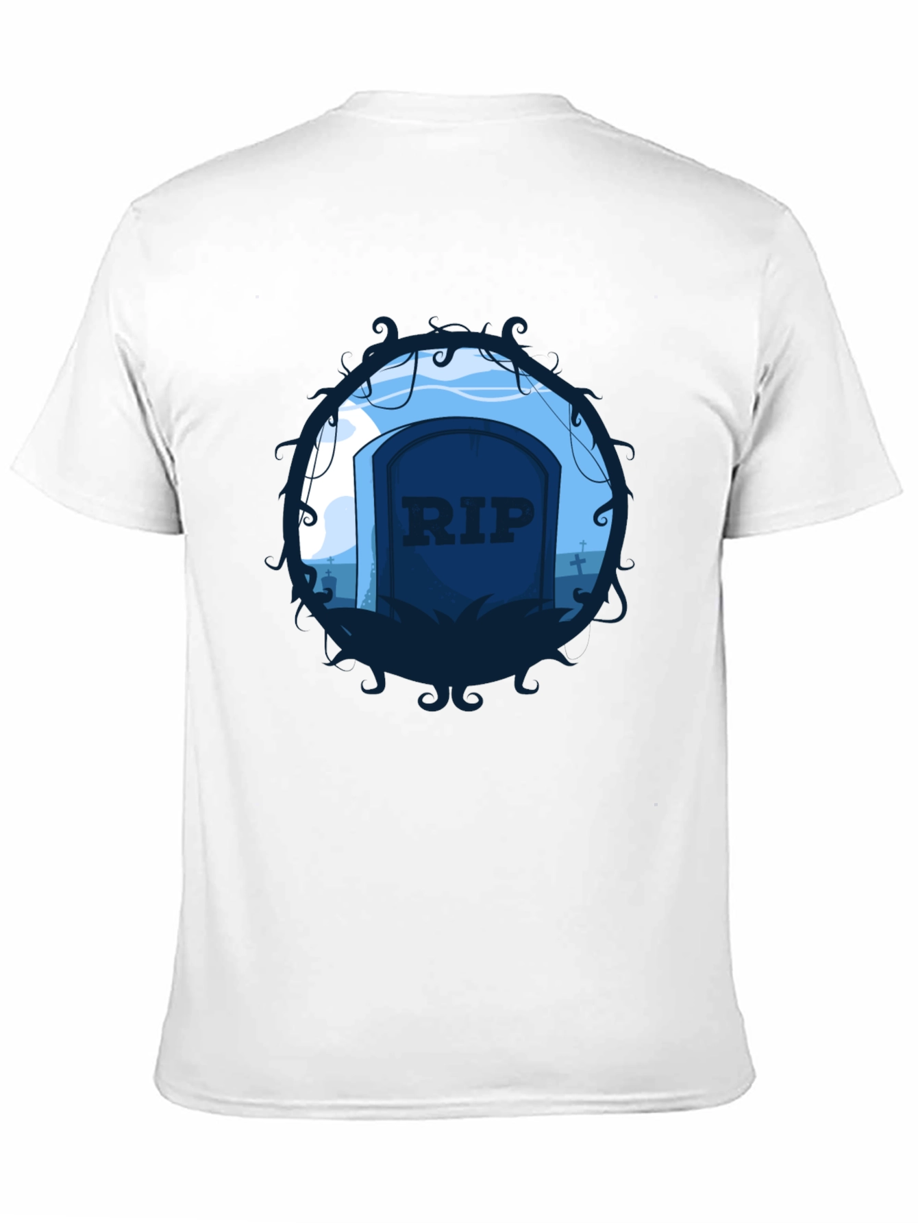 RIP Tombstone Graphic Print Black T-Shirt