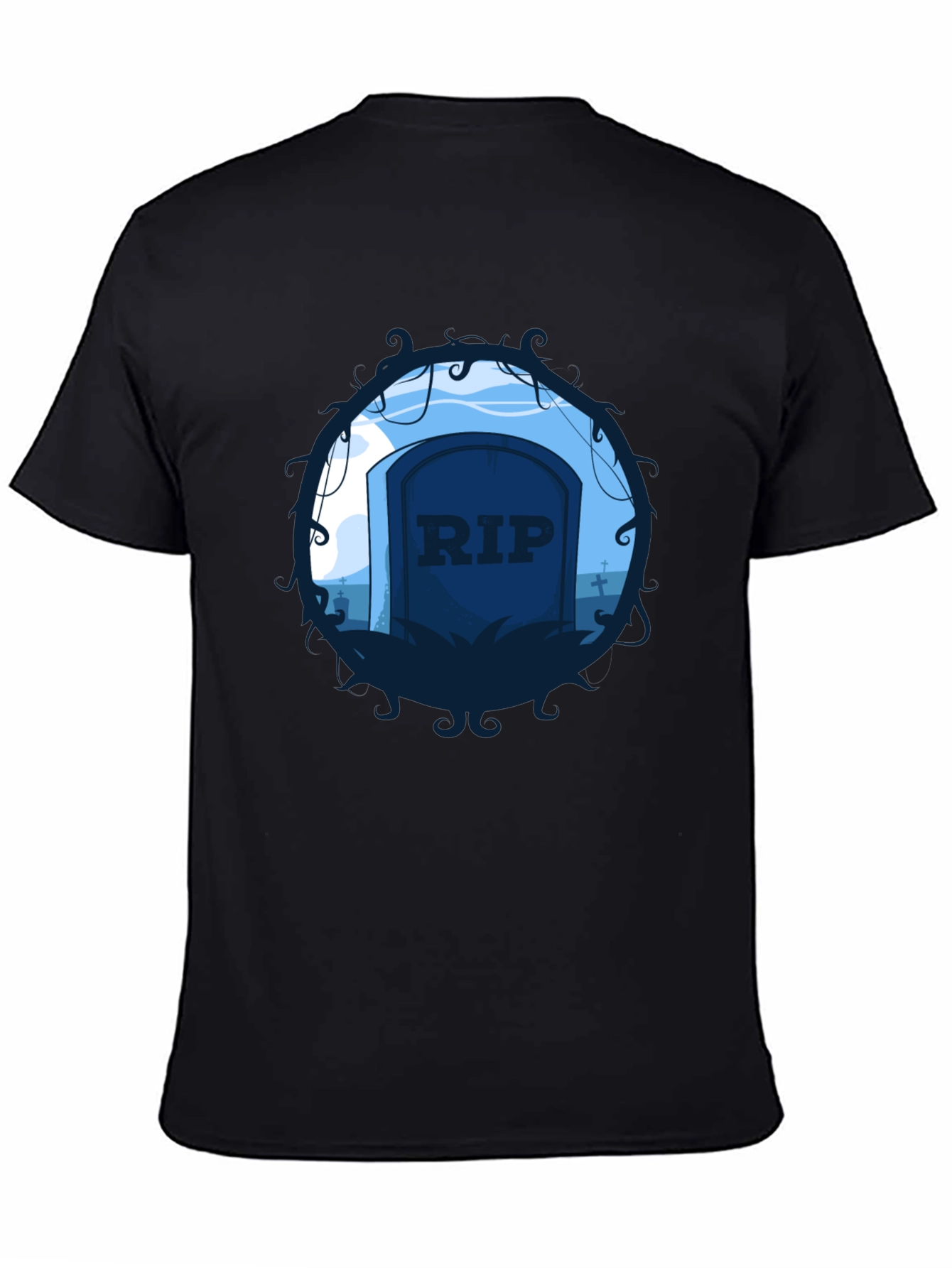 RIP Tombstone Graphic Print Black T-Shirt