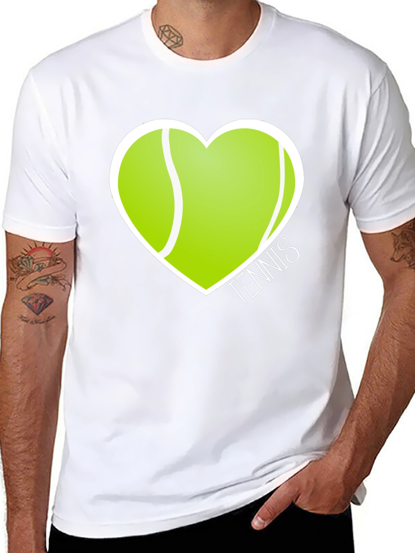 Tennis Love Heart T-Shirt Sporty Graphic Tee