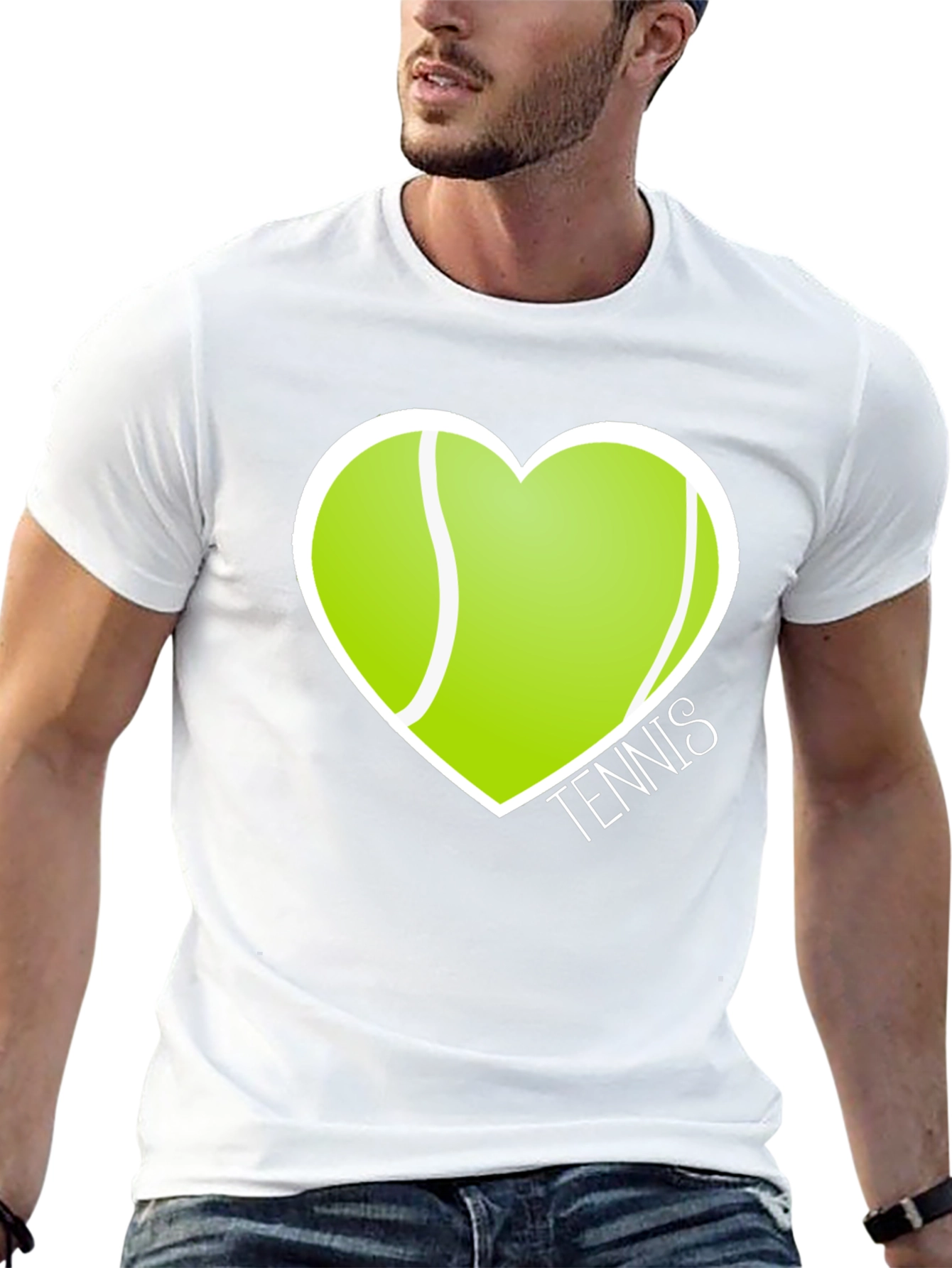 Tennis Love Heart T-Shirt Sporty Graphic Tee