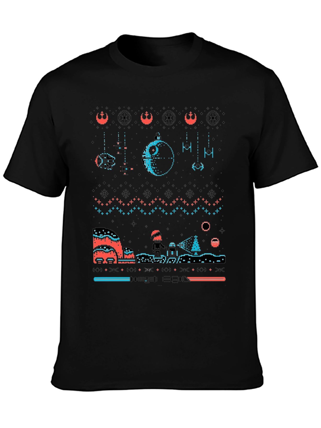Star Wars Ugly Christmas Sweater Pixel T-Shirt