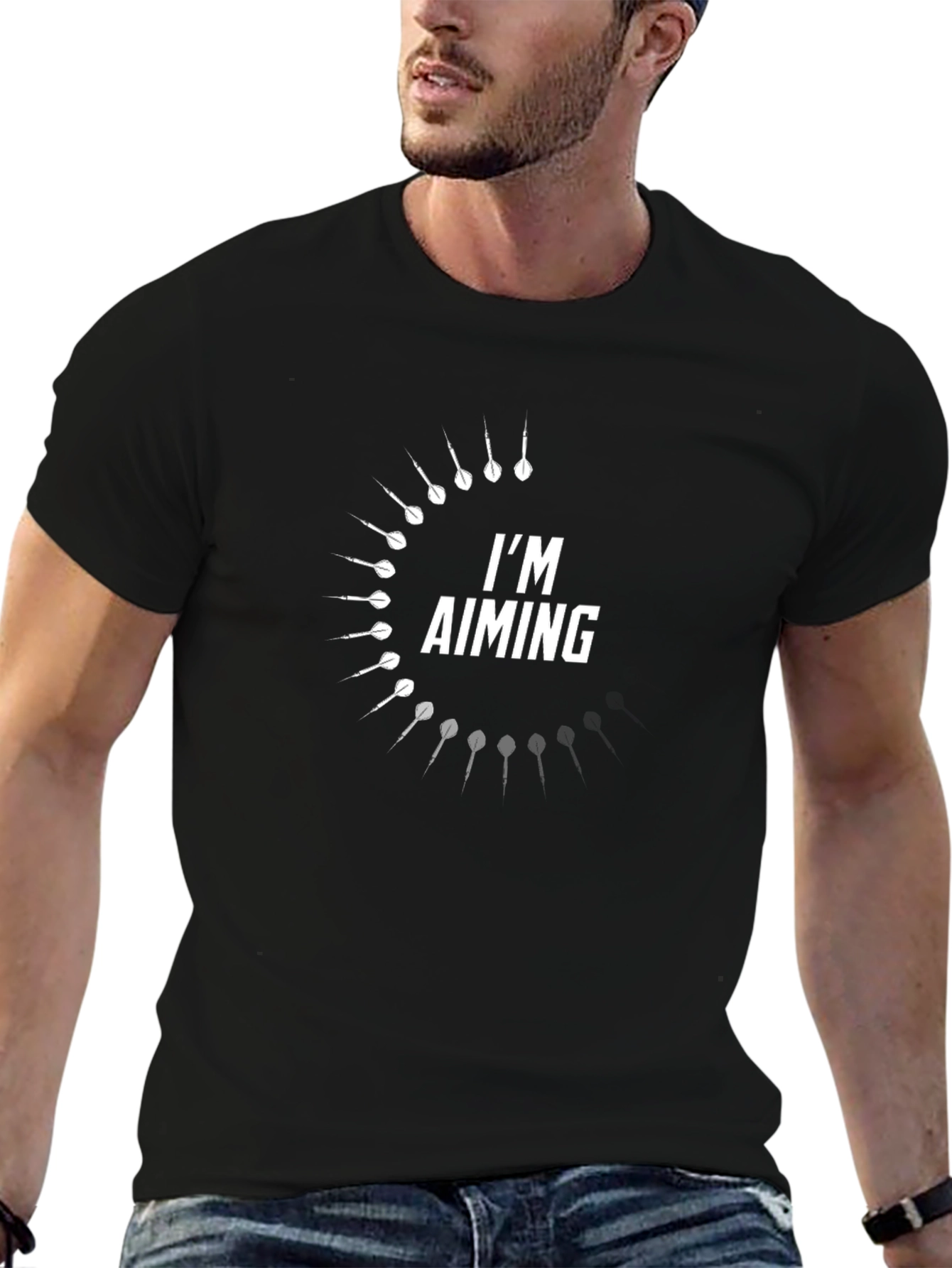 Im Aiming Funny Dart T-Shirt - Black Cotton Tee