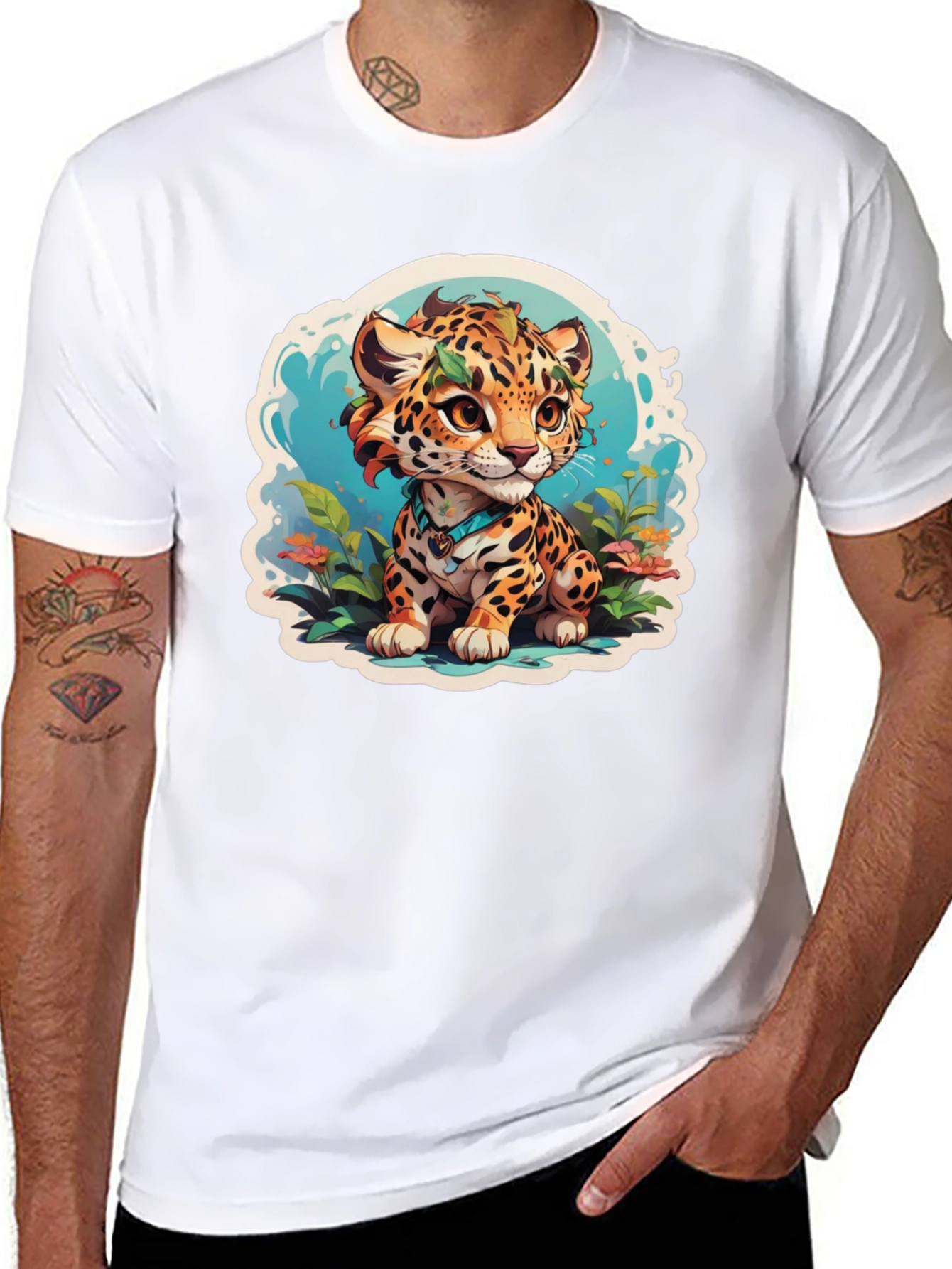 Cute Jaguar Cub Graphic Tee - Stylish Black T-Shirt