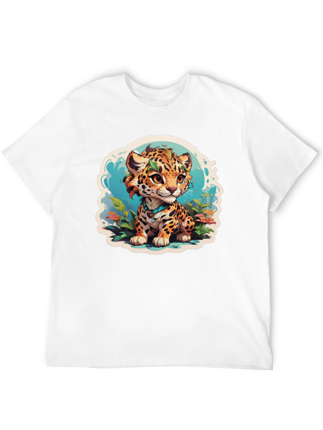 Cute Jaguar Cub Graphic Tee - Stylish Black T-Shirt
