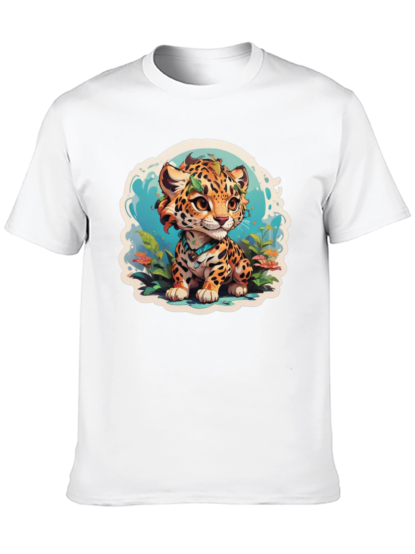 Cute Jaguar Cub Graphic Tee - Stylish Black T-Shirt
