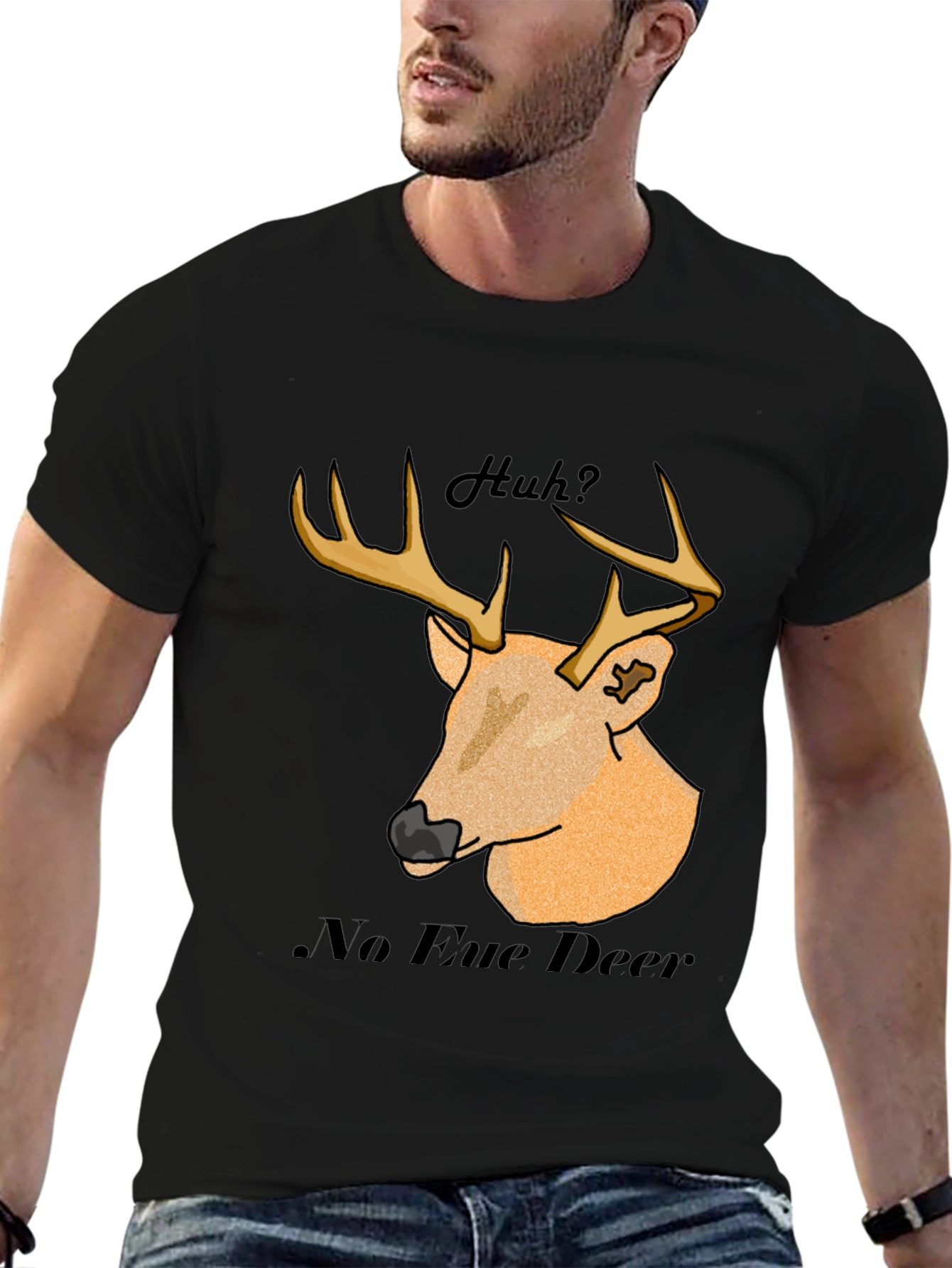 No Eue Deer T-Shirt - Black