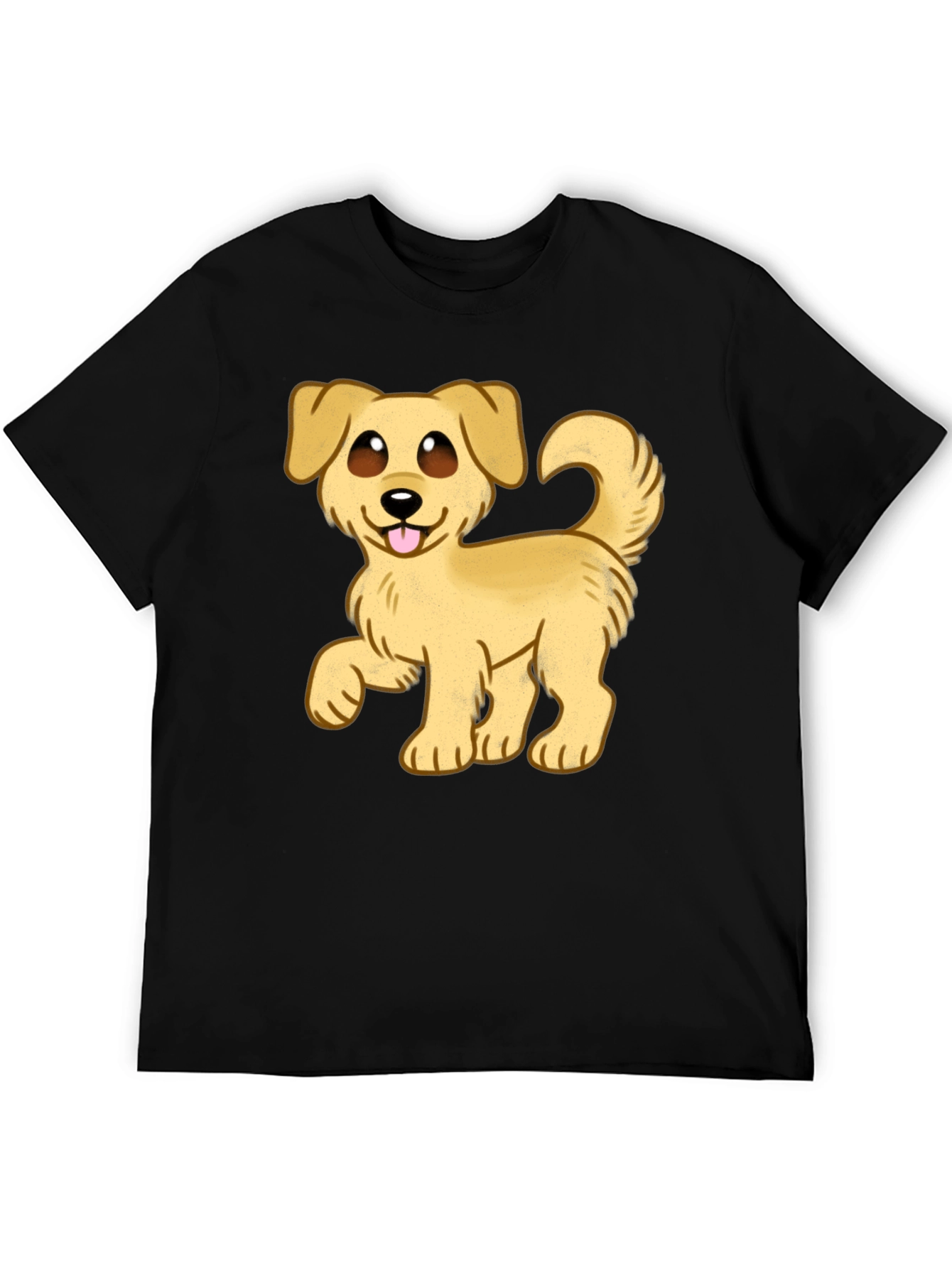 Cartoon Dog Graphic T-Shirt - Black Cotton Blend