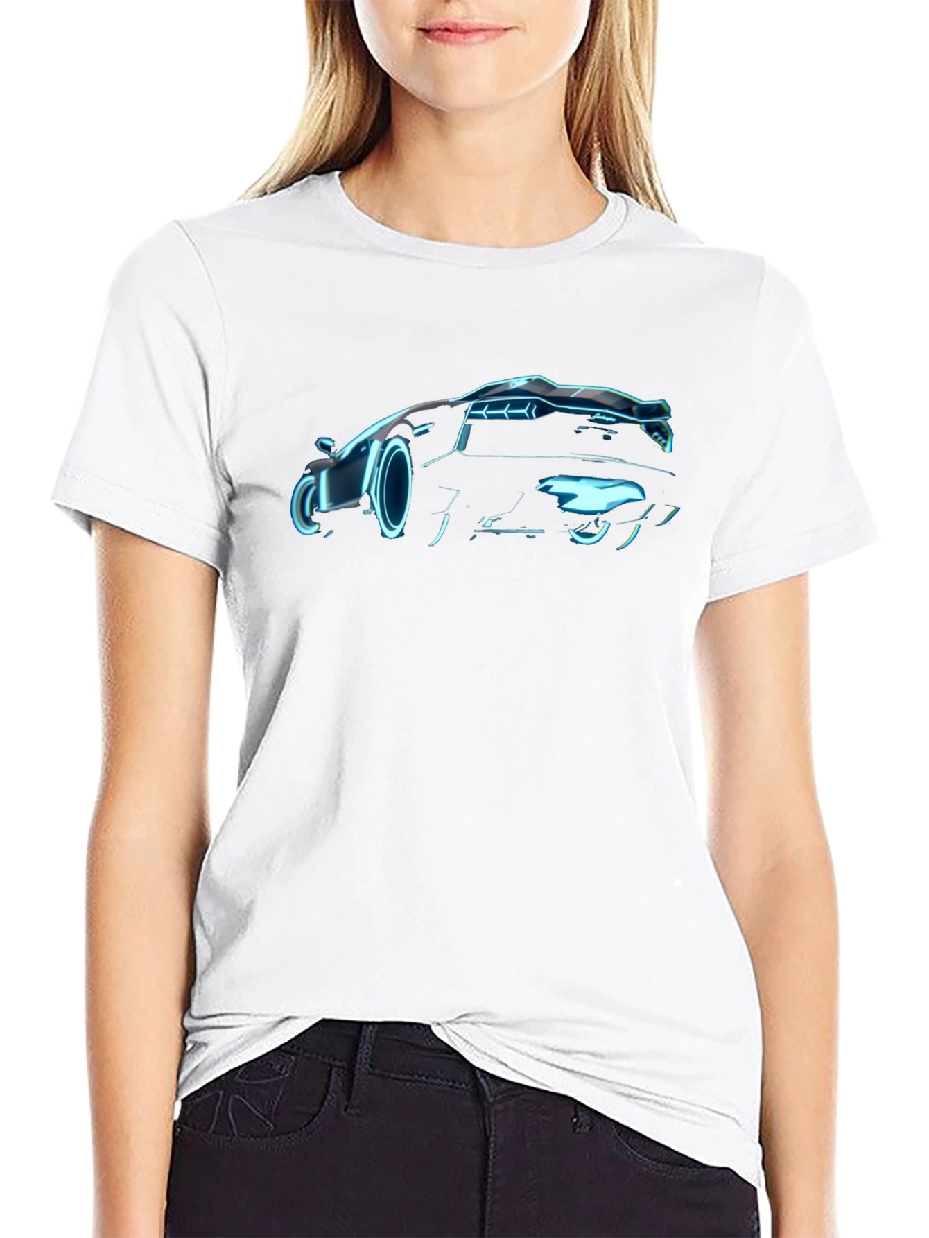 Neon Car Graphic Tee - Cool Black T-Shirt