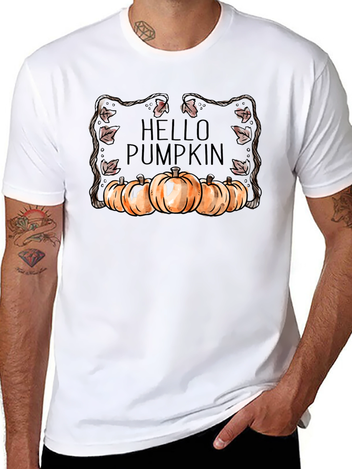 Hello Pumpkin Black T-Shirt - Autumn Harvest