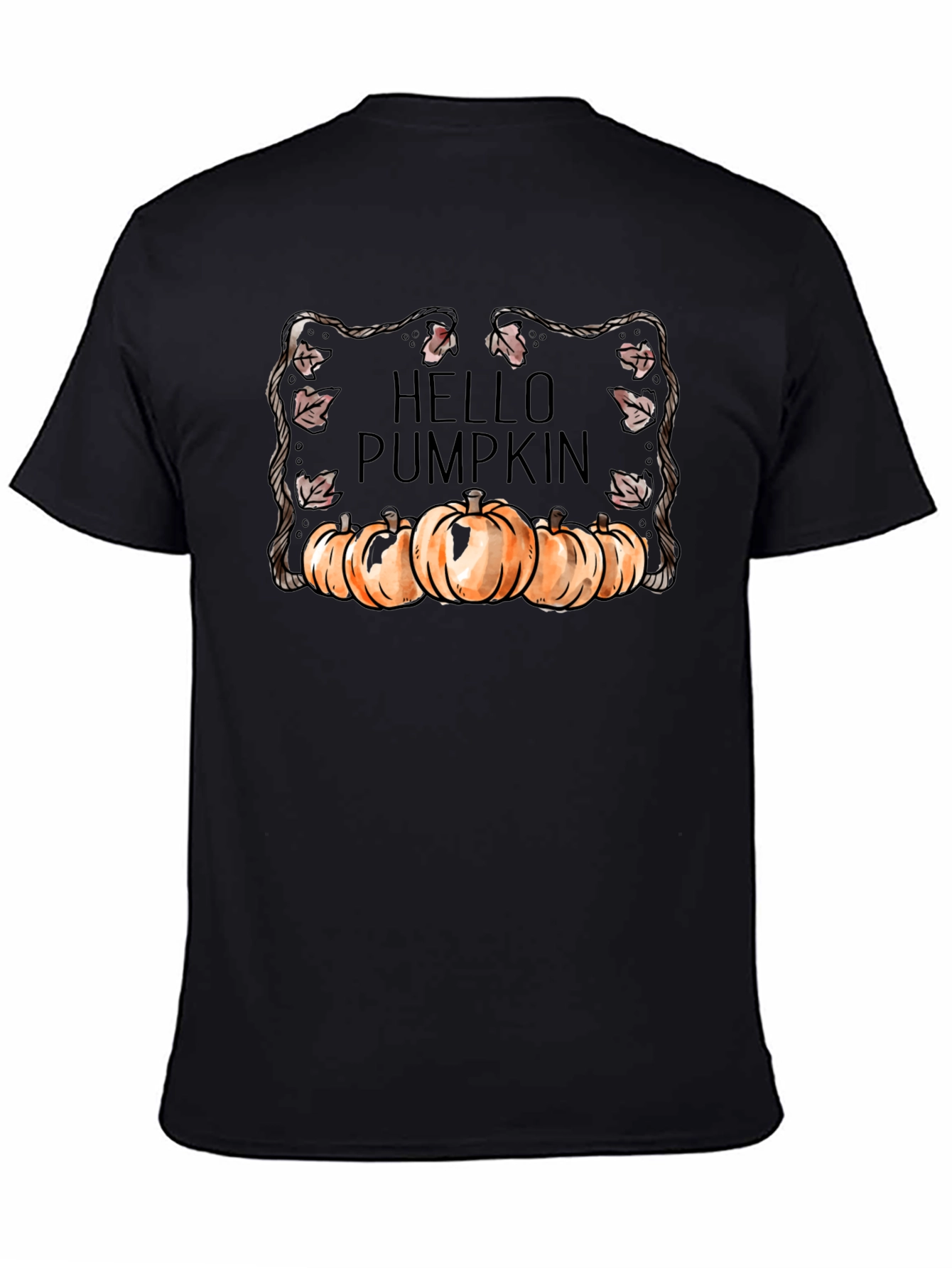 Hello Pumpkin Black T-Shirt - Autumn Harvest